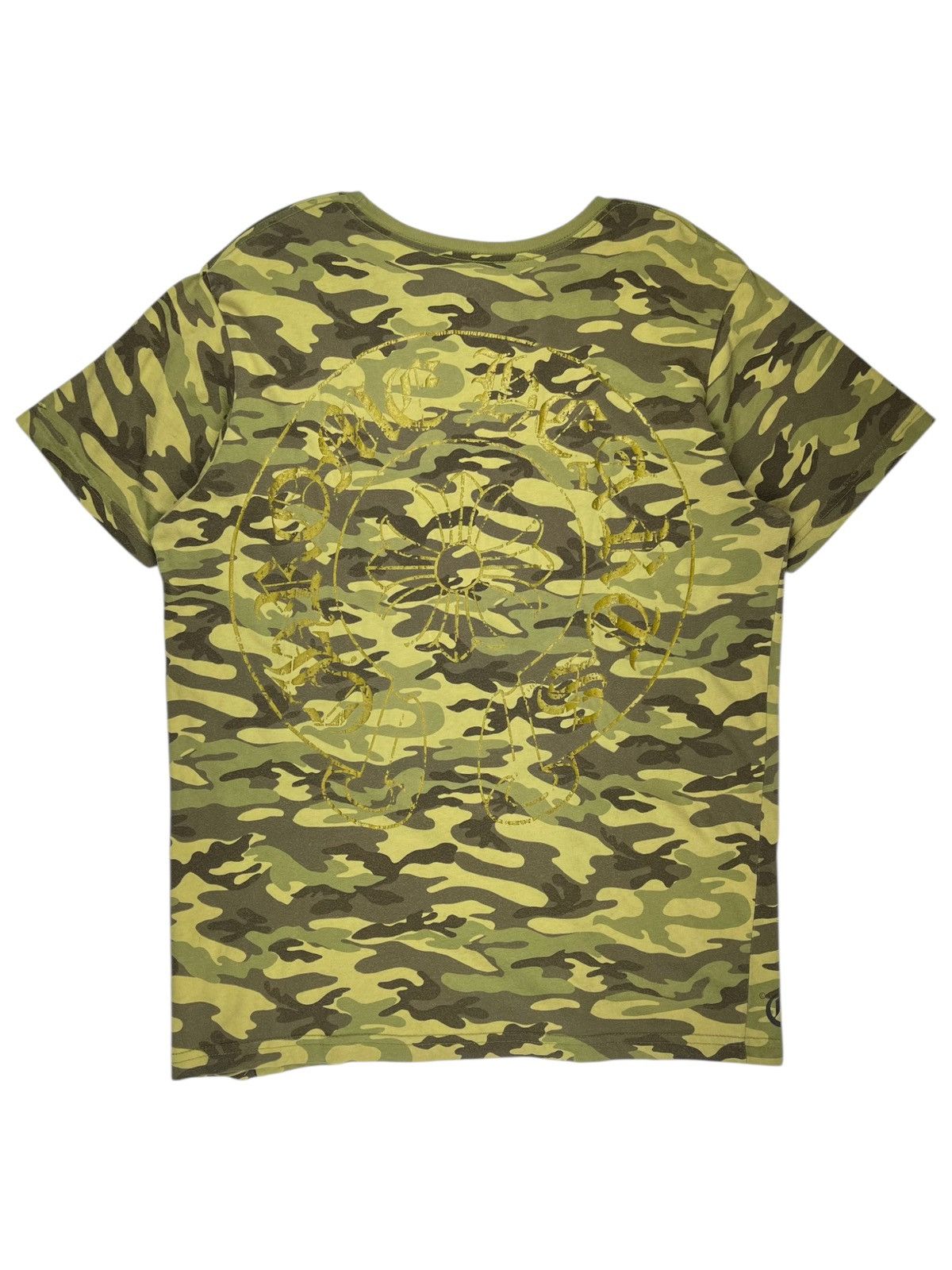 Chrome Hearts Chrome Hearts Vintage Gold Horseshoe Logo Camo Tshirt Size US XXL / EU 58 / 5 - 1 Thumbnail