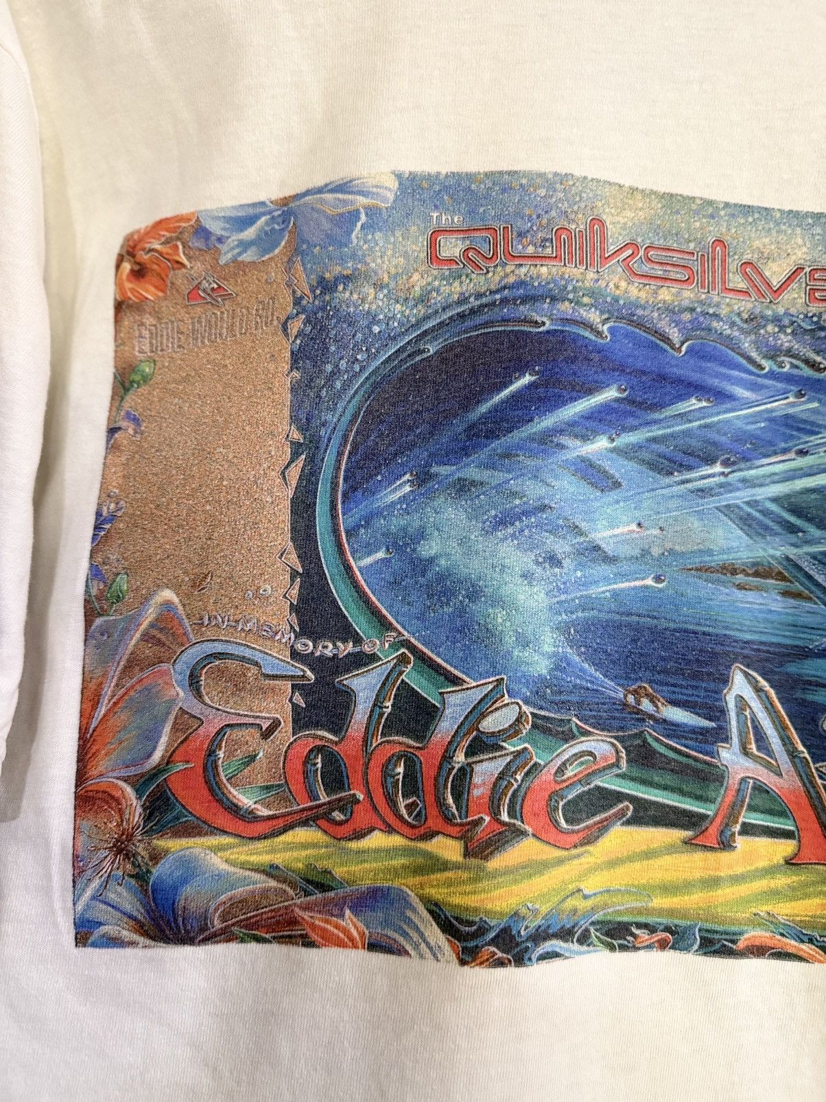 Quiksilver Vintage 90s The Quiksilver Eddie Aikau Surface Faded Tee Size US M / EU 48-50 / 2 - 4 Thumbnail