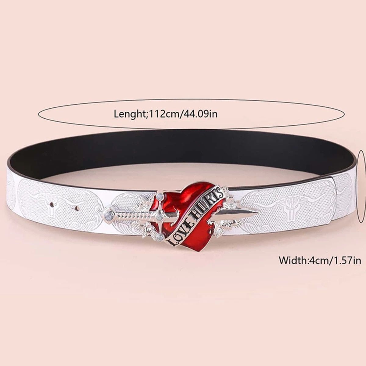 Japanese Brand × Vintage Leather Belt Red Heart Arrow Love Size ONE SIZE - 4 Thumbnail