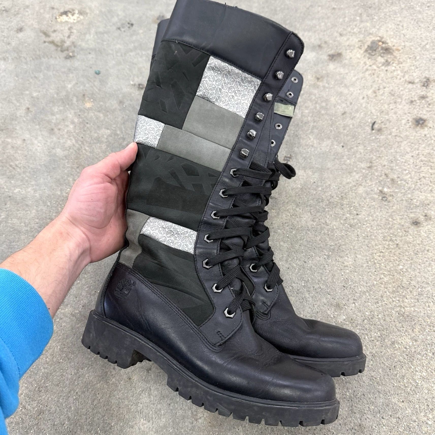Timberland Timberland Knee High Patchwork Leather Boots Womens 7.5 M Black Gray Size US 8 / IT 38 - 3 Thumbnail