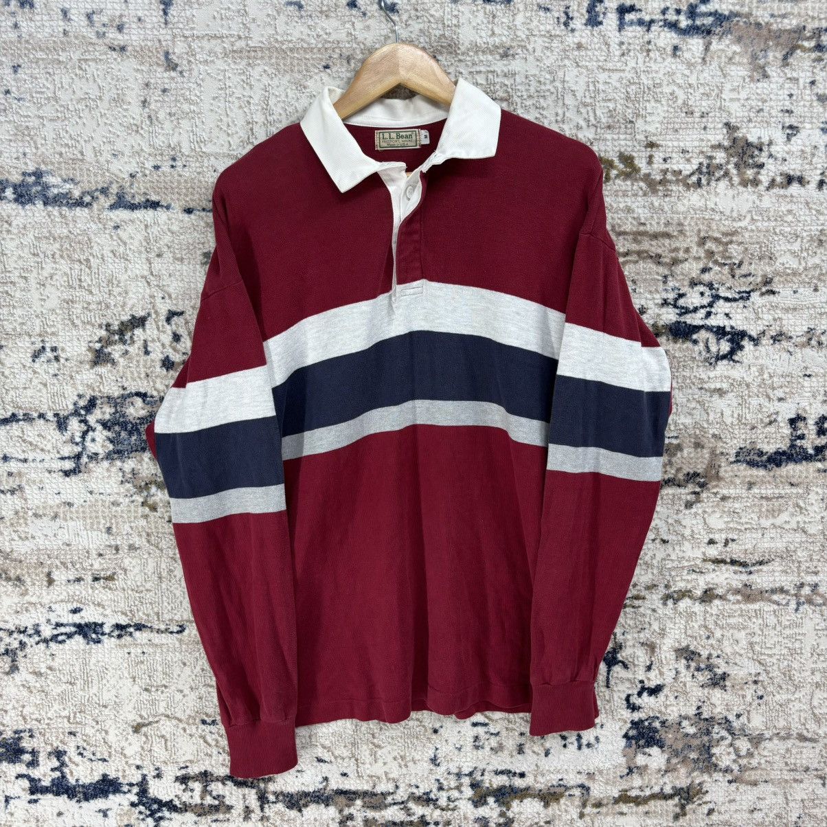 L.L. Bean × Vintage 90s Vintage LL. Bean Rugby Shirt Size US M / EU 48-50 / 2 - 1 Thumbnail