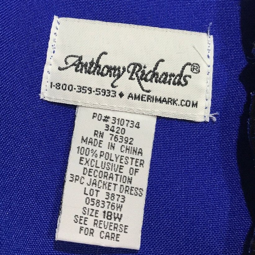 Other Anthony Richards 80’s Blue Midi Shift Dress Women 18W Size XXL / US 16-18 / IT 52-54 - 5 Thumbnail