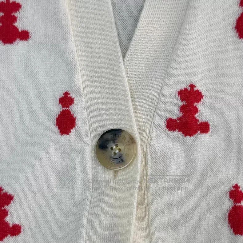 Hermes Hermes Beige Full Logo Cashmere Cardigan Size XXS / US 00 / IT 34 - 7 Thumbnail