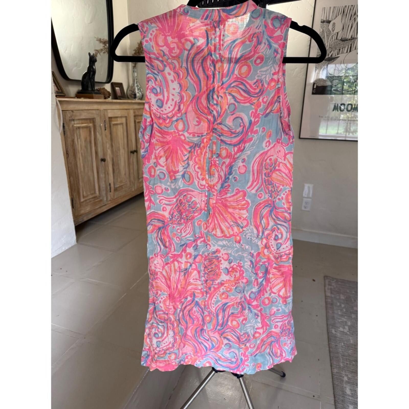 Other Lilly Pulitzer XS Sarasota Pink Linen Sleeveless Shift Dress Size XS / US 0-2 / IT 36-38 - 5 Thumbnail