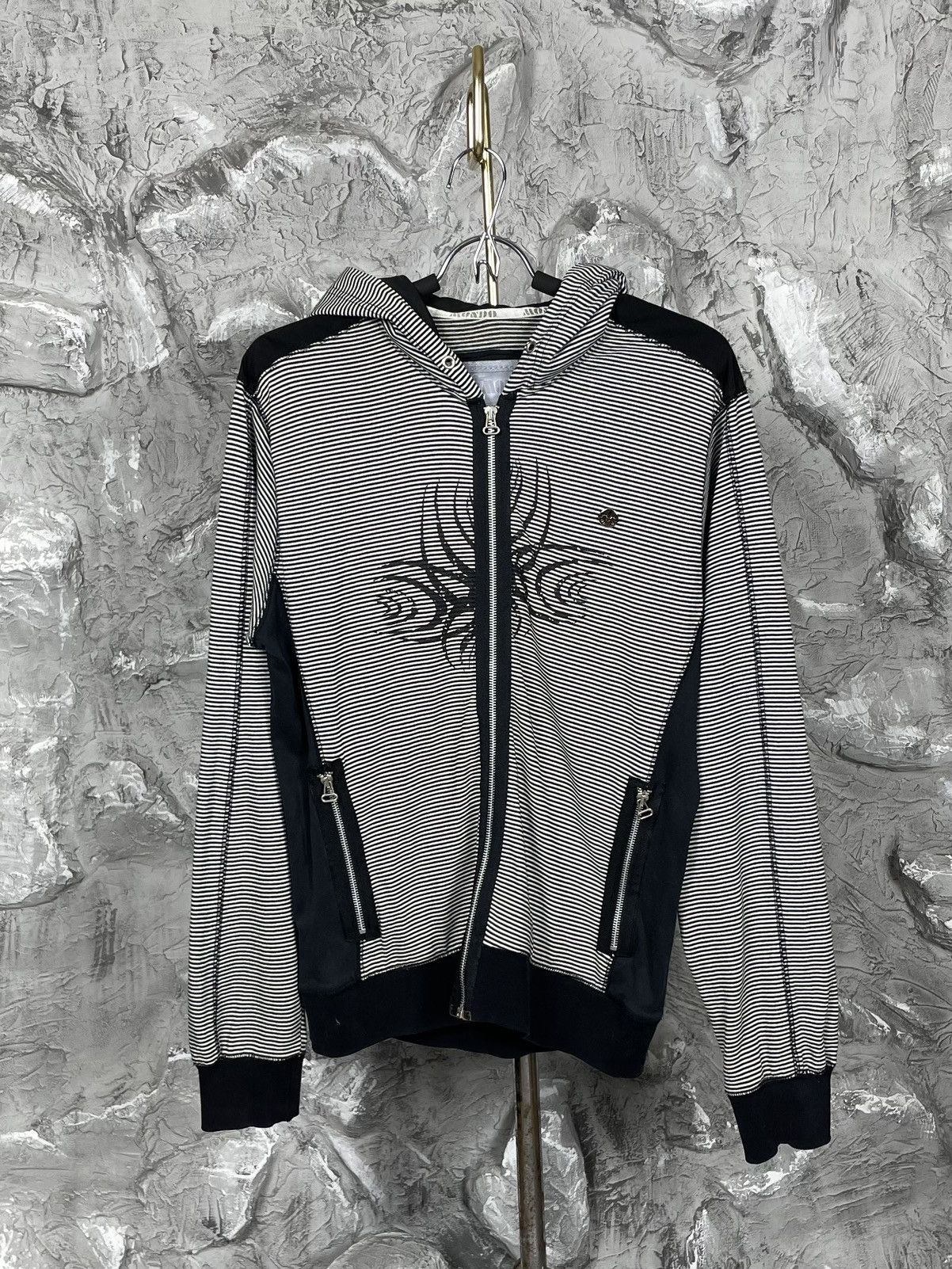20471120 Striped Y2K Zip Tribal Hoodie Affliction Style Size US M / EU 48-50 / 2 - 5 Thumbnail