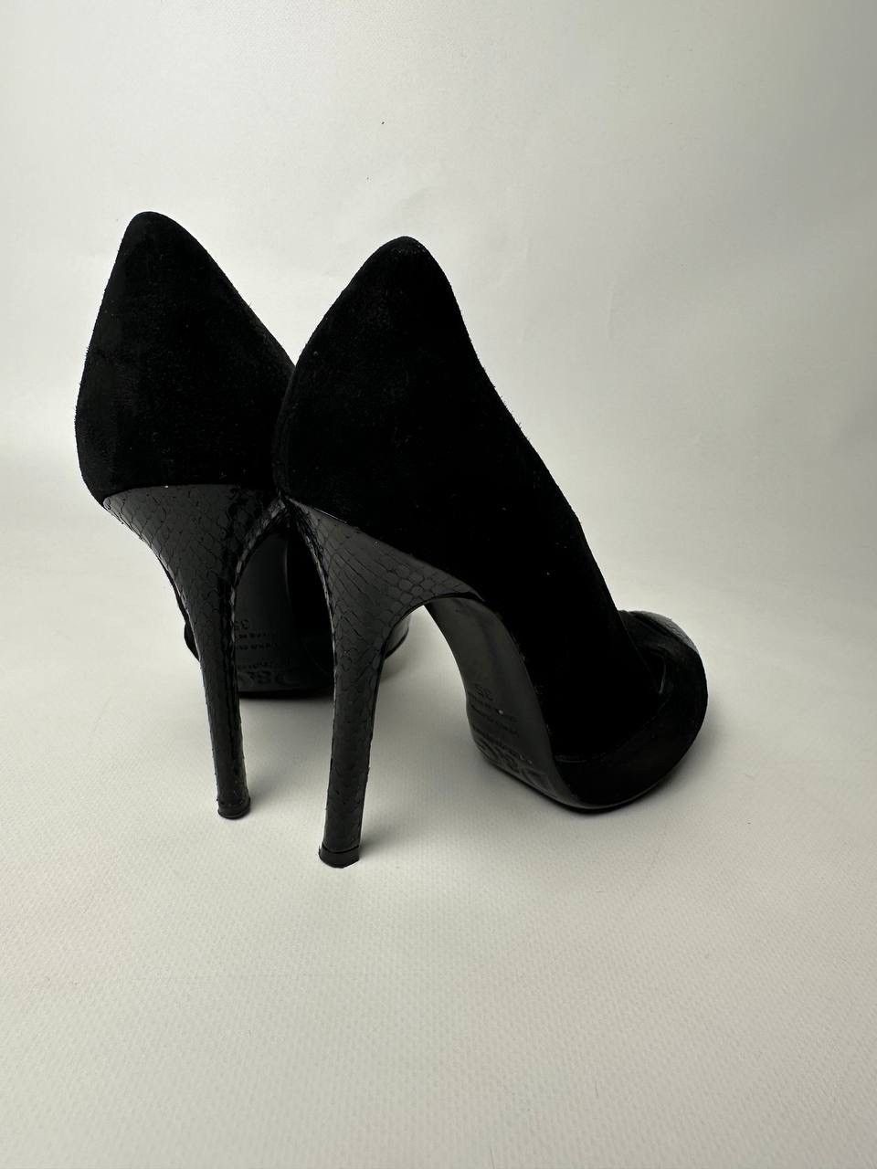 Dolce & Gabbana DOLCE&GABBANA Heels Snake Leather Details Black Size US 6 / IT 36 - 7 Thumbnail