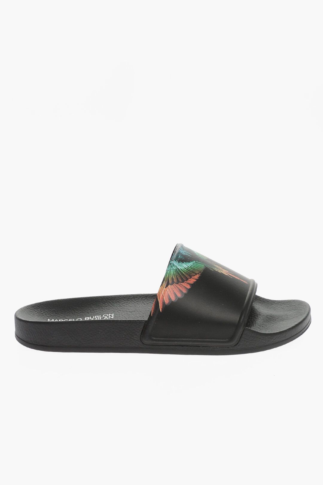 image of Marcelo Burlon Og1Mm0424 Solid Color Icon Wings Slides In Black, Men's (Size 7)