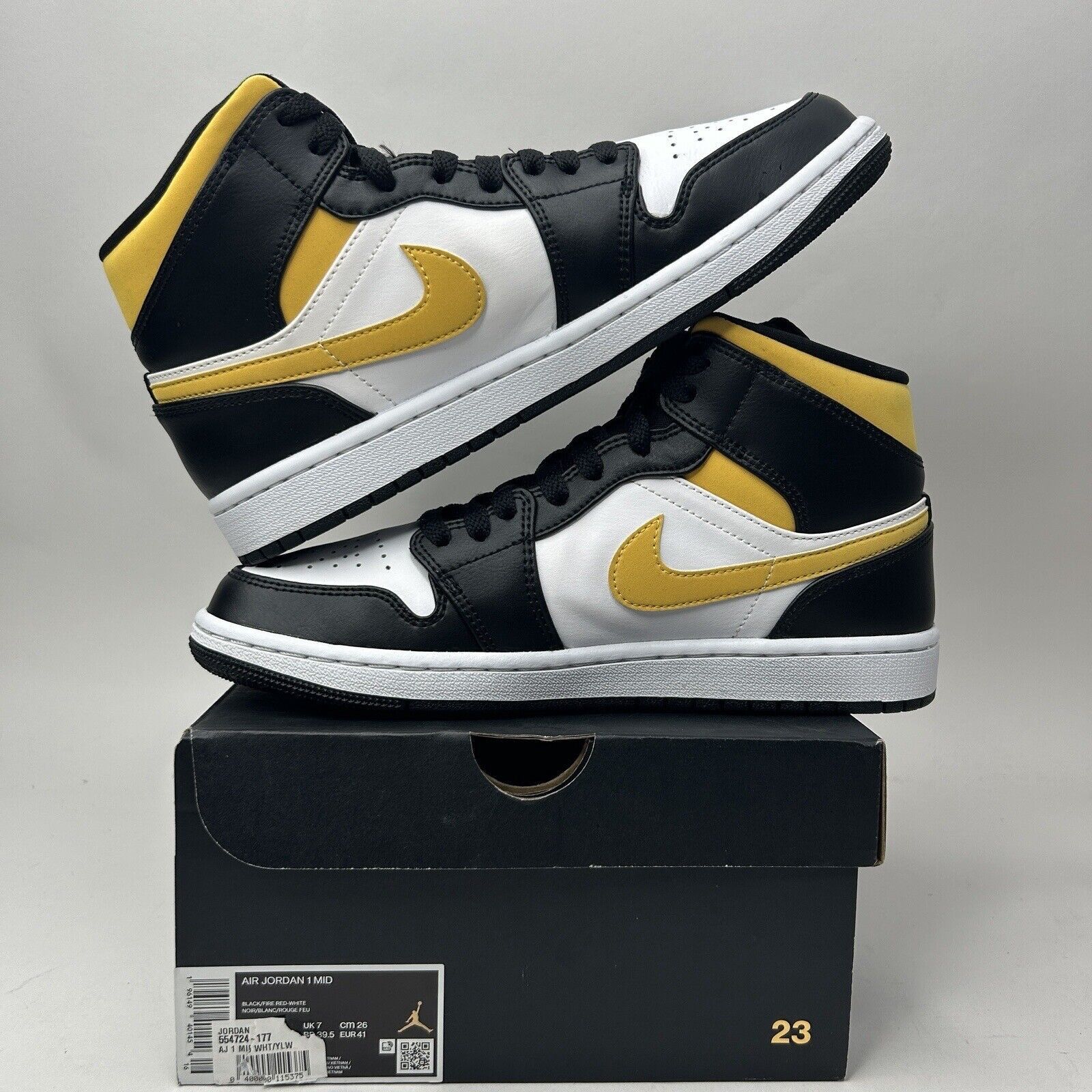 Nike Nike Air Jordan 1 Retro Mid “Pollen/Black University Gold” Size US 8 / EU 41 - 3 Thumbnail