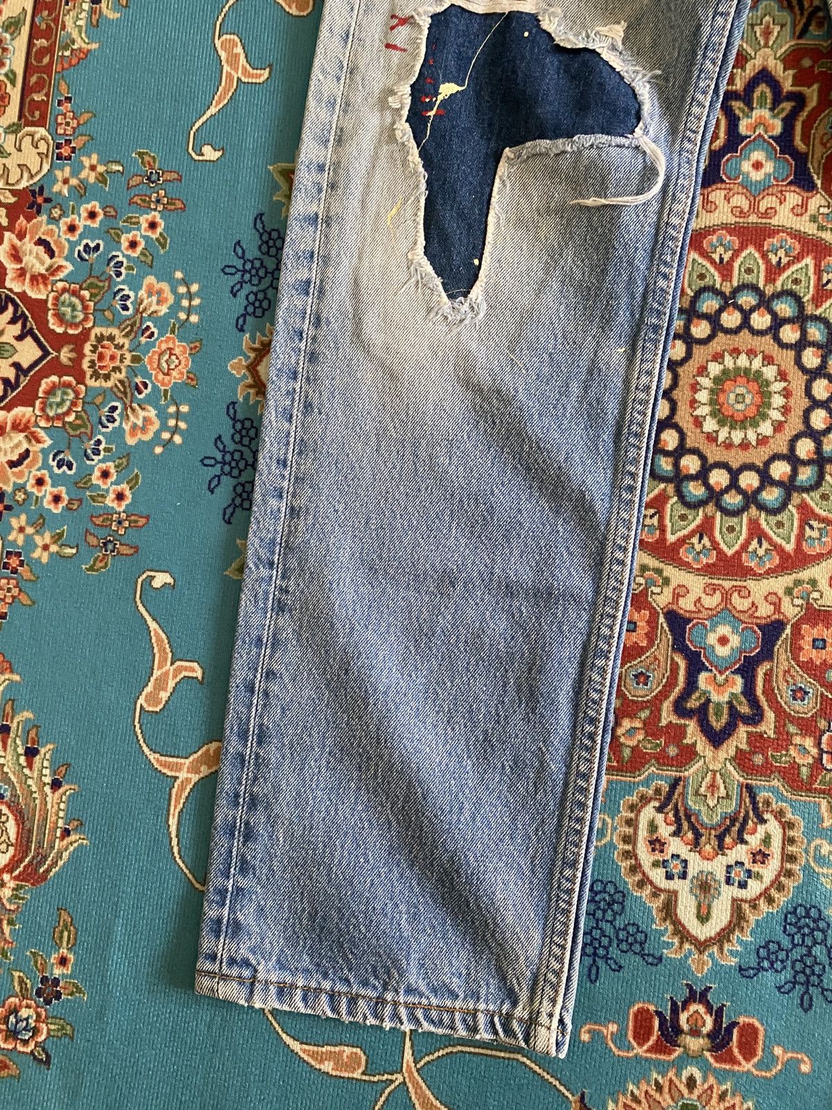 Levi's Vintage Levi’s 501xx Distressed Patchwork Splatter Denim Size US 29 - 5 Thumbnail
