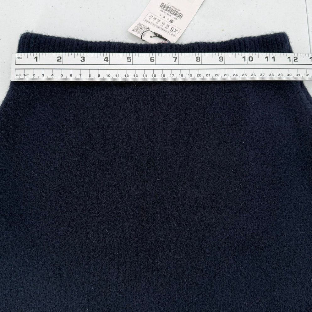 Zara NWT Zara Knitted Brushed Navy Blue Mini Sweater Flare Skirt Size 24" / US 00 / IT 34 - 4 Thumbnail
