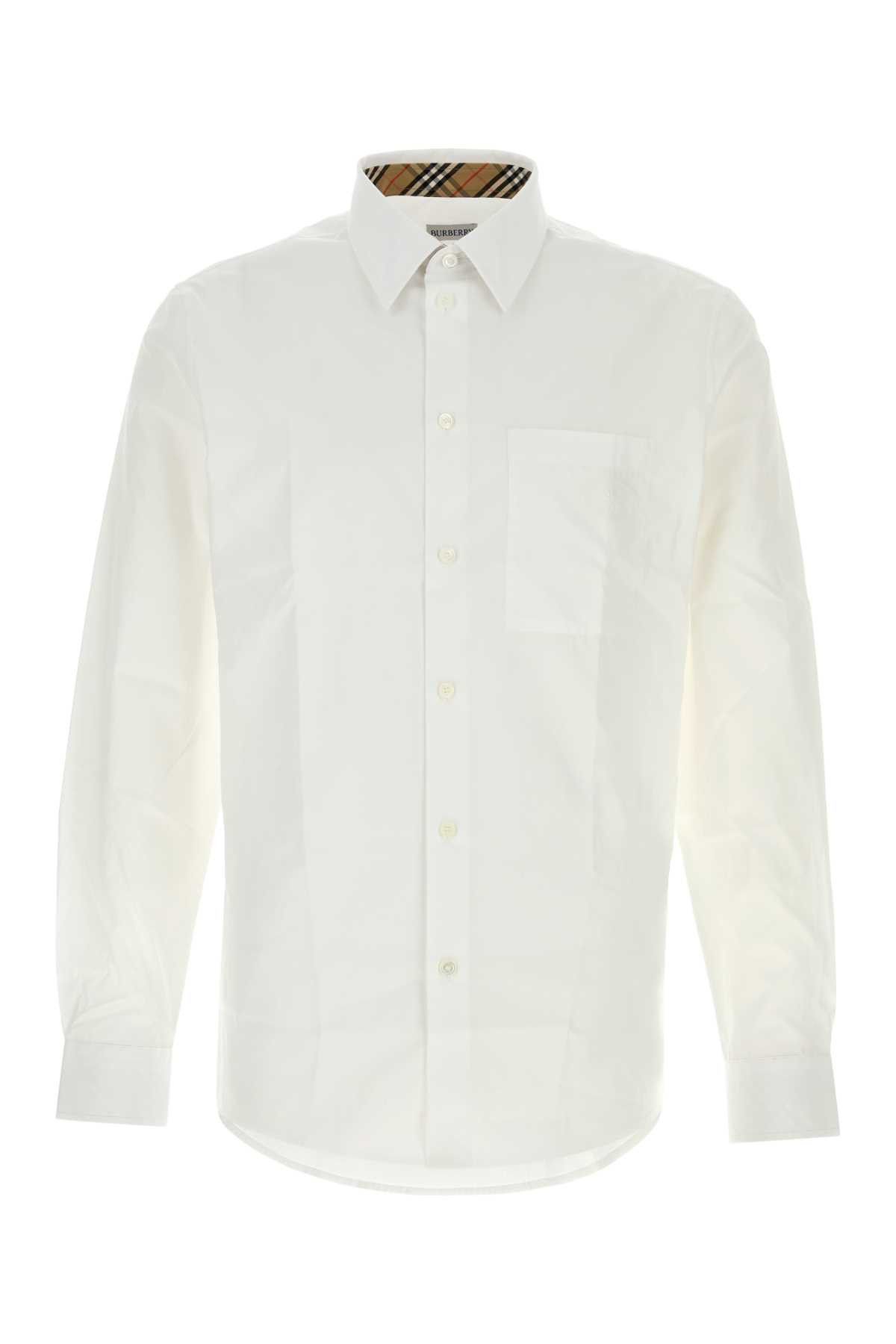 Burberry White Stretch Poplin Shirt Size US S / EU 44-46 / 1 - 1 Thumbnail
