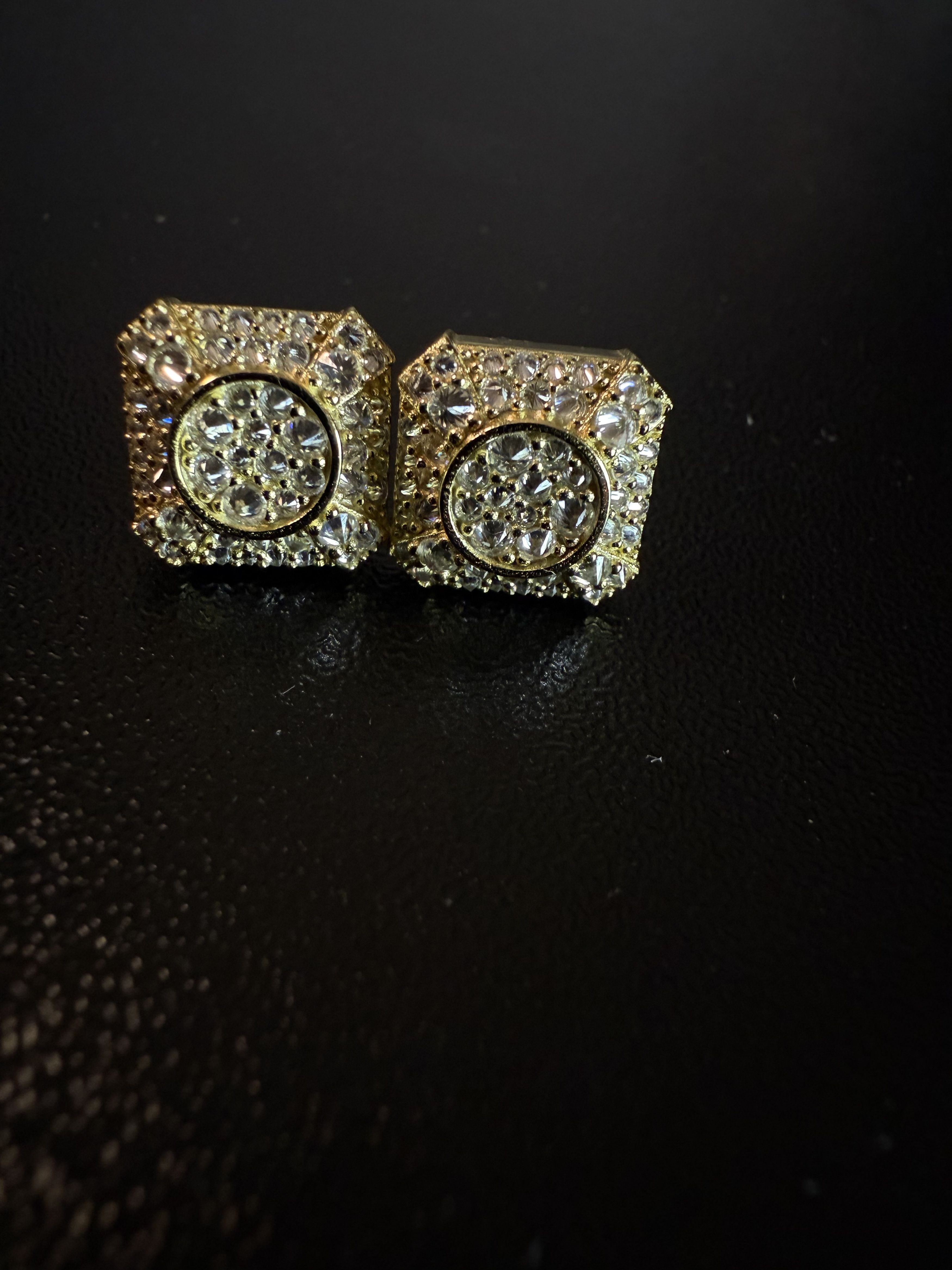 Other Trap Square Halo Studs Moissanite Gold Plated 925s earrings Size ONE SIZE - 8 Thumbnail