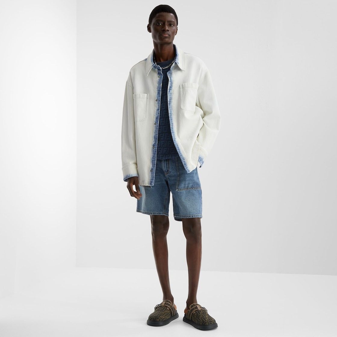 Fendi o1w1db10725 FW1321 Jeans Jacket in White/Blue Size US S / EU 44-46 / 1 - 4 Thumbnail