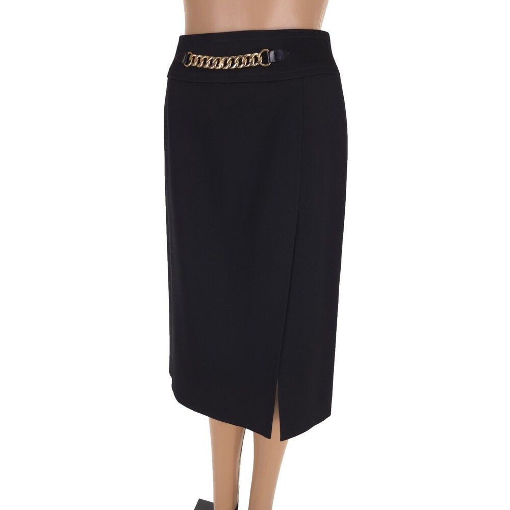 Celine Vintage 80s 90s Celine Paris Chainlink Slit Front Skirt 6 Size 26" / US 2 / IT 38 - 5 Thumbnail