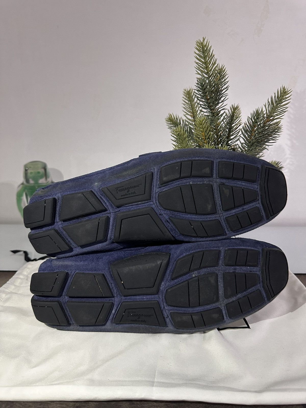Salvatore Ferragamo Navy Blue Suede Mocasines Size US 11.5 / EU 44-45 - 10 Thumbnail
