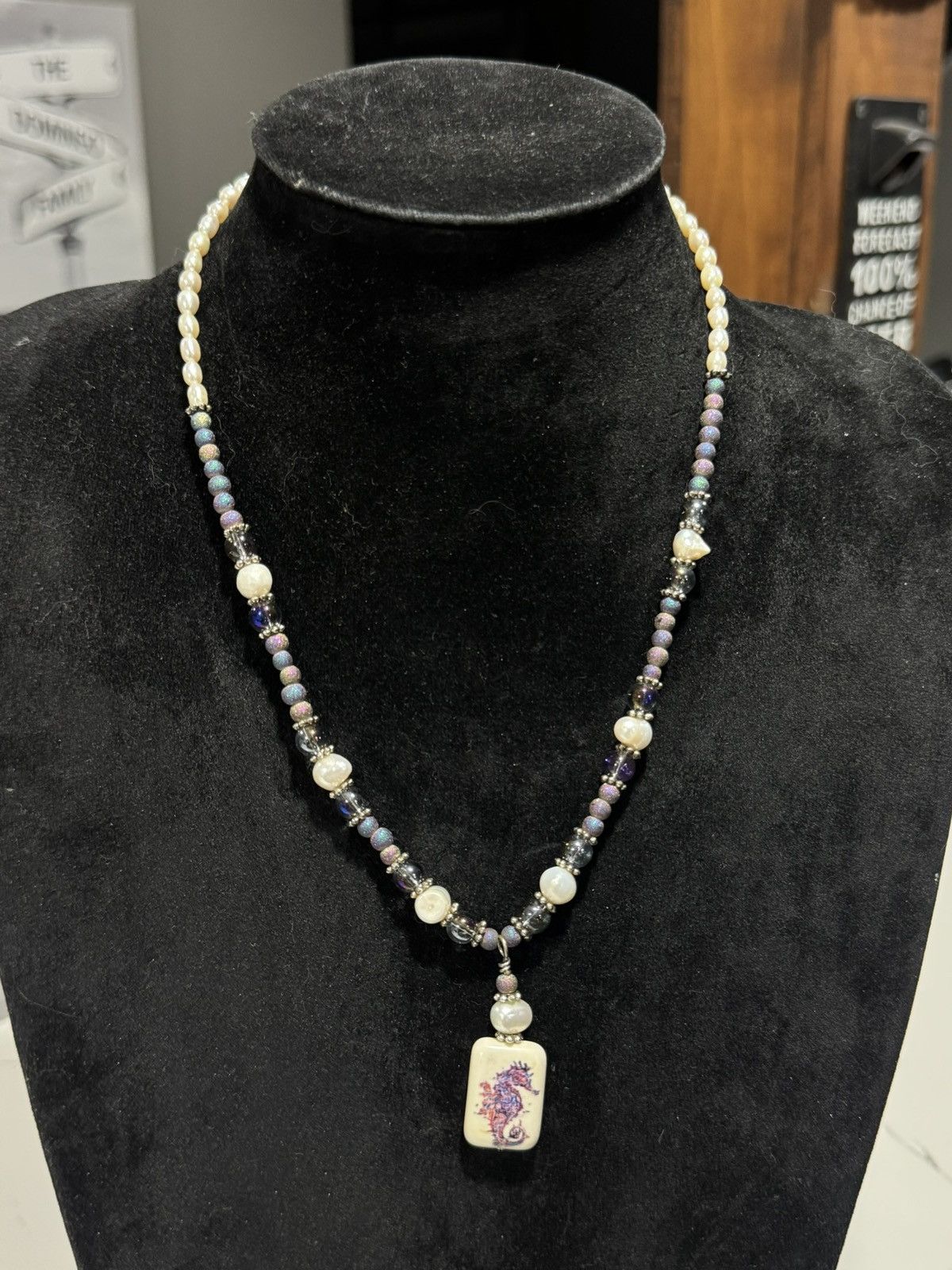 Jewelry Genuine Fresh Water Pearl with Sea horse necklace Size ONE SIZE - 1 Thumbnail