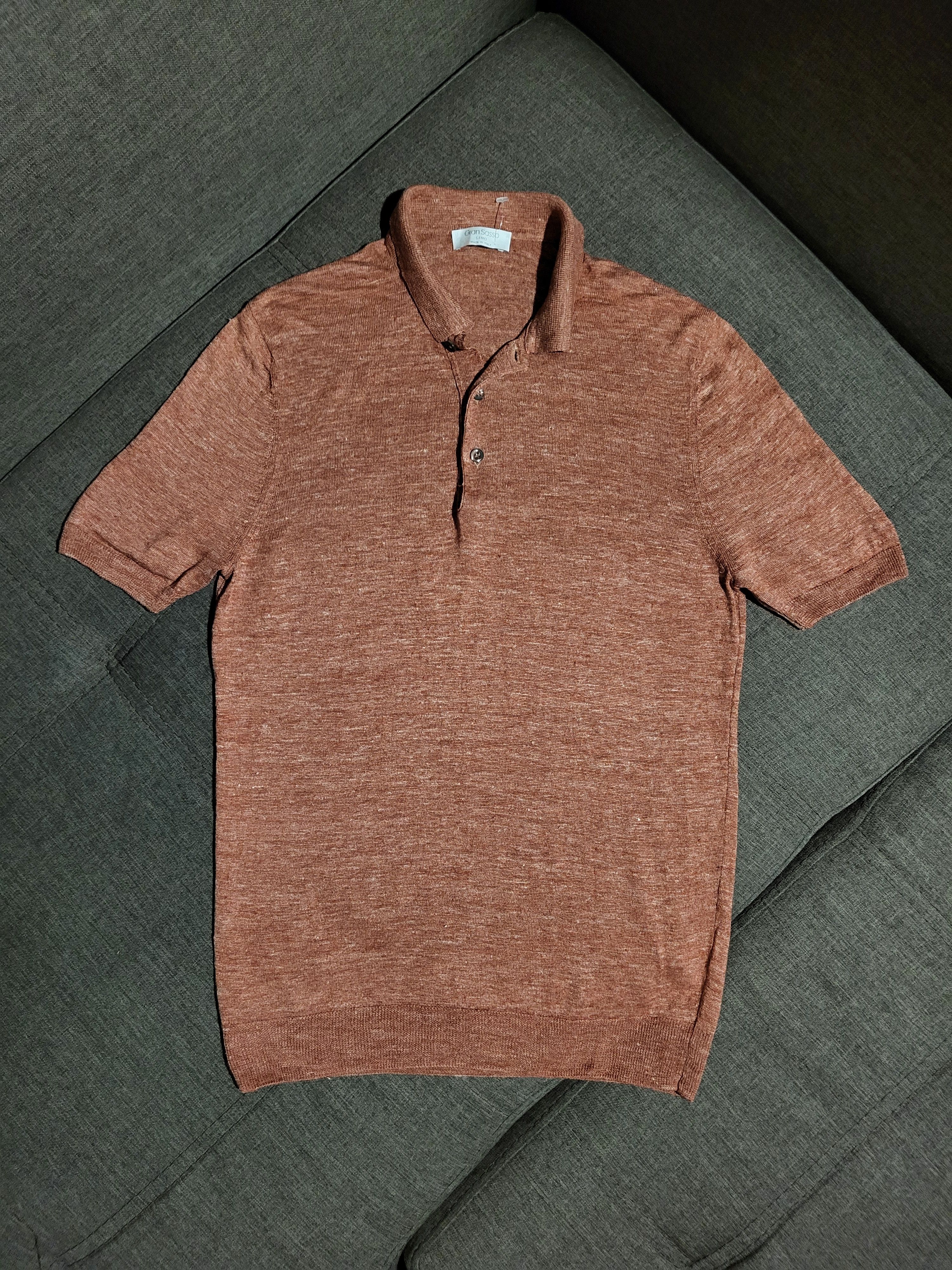 vintage GRAN SASSO S linen polo tee t shirt