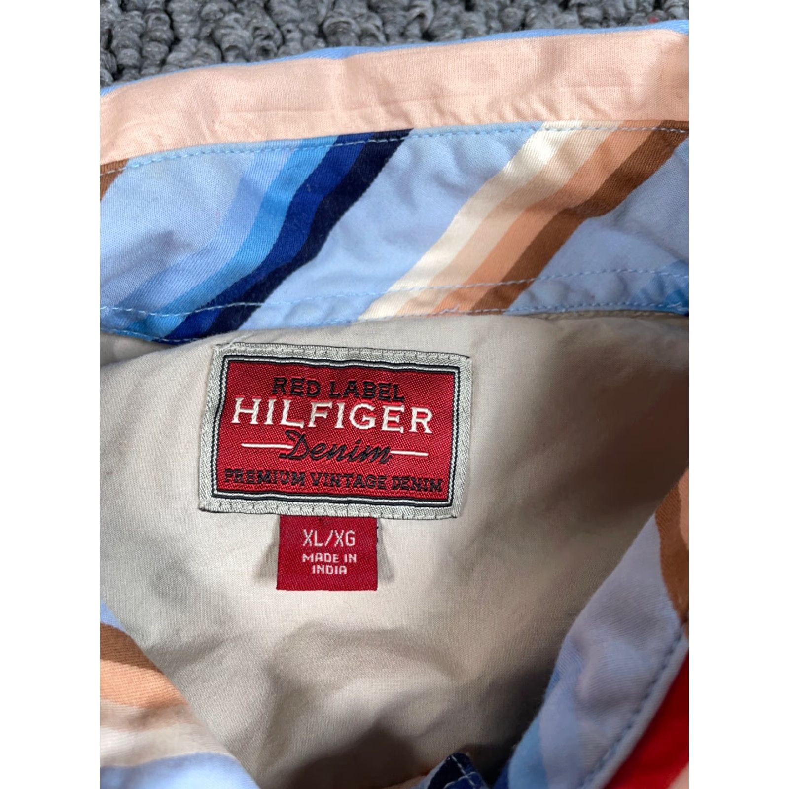 Tommy Hilfiger Tommy Hilfiger Shirt Adult XL Orange Blue Red Colorful Striped Western Pearl Snap Cowboy Cotton Mens Size US XL / EU 56 / 4 - 3 Thumbnail