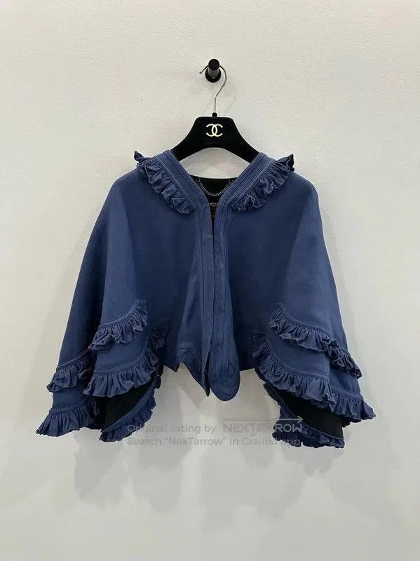 Burberry Women's Blue Jacket with Ruffles.