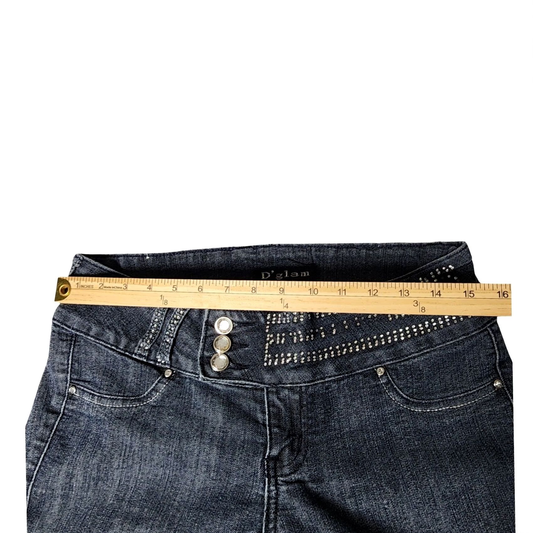 Vintage D'glam Rhinestone Embellished Slim Jeans Size 7 Dark Wash Triple Y2K Women Size 28" / US 6 / IT 42 - 6 Thumbnail