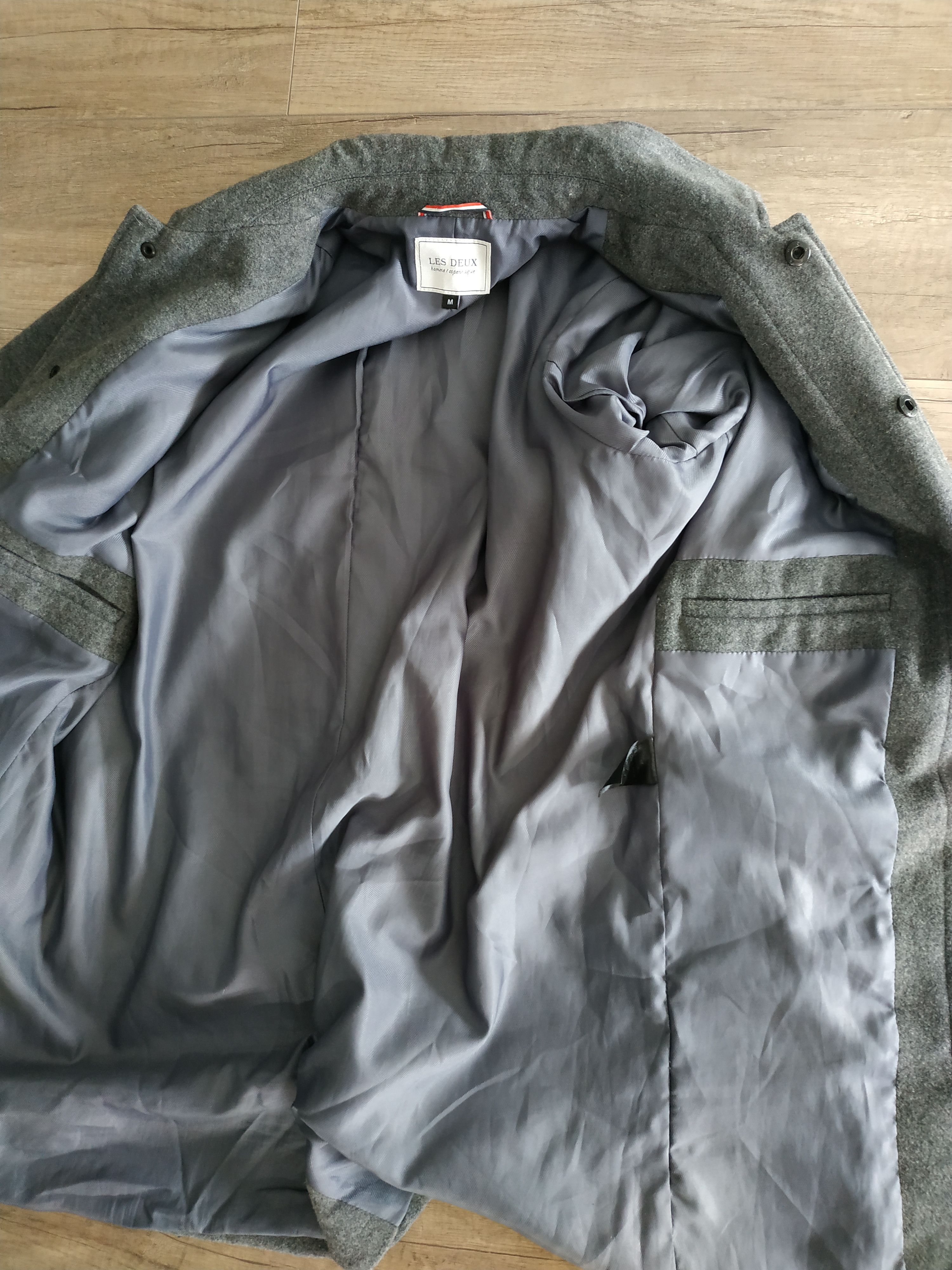 Les Deux Les Deux Men's Grey Wool Coat/ Trenchcoat, s. MEDIUM Size US M / EU 48-50 / 2 - 7 Thumbnail
