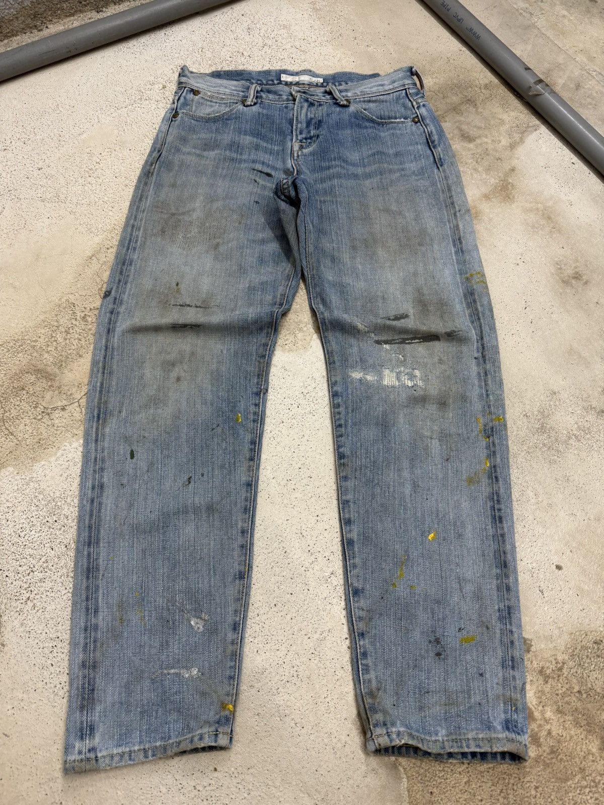 Japanese Brand Japanese Distressed Paint Splitter Dirty Denim Pants Size 27" / US 4 / IT 40 - 1 Thumbnail
