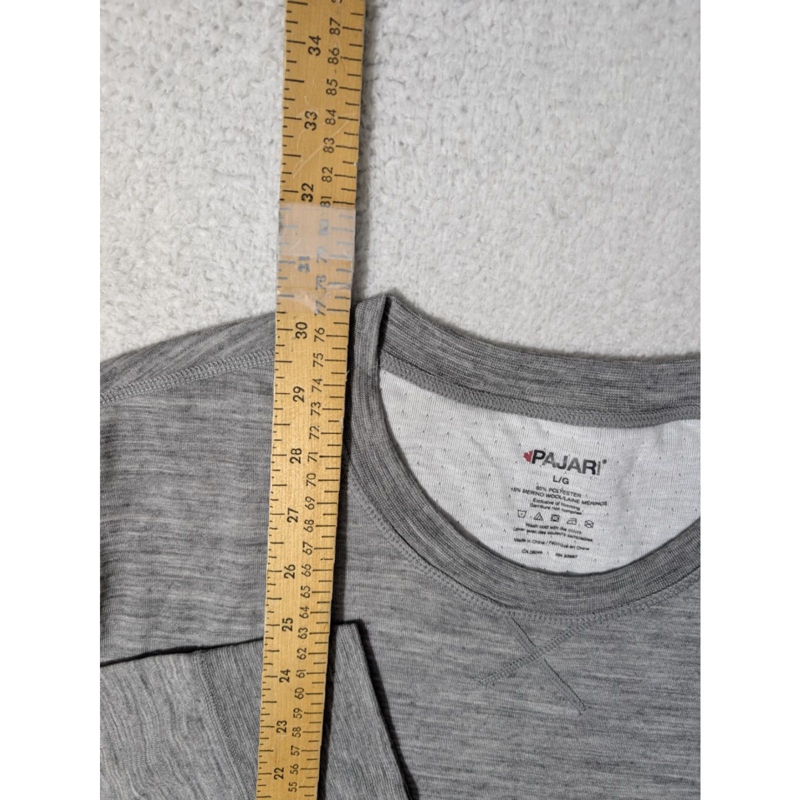 Pajar PAJAR T-Shirt Mens Large Crew Long Sleeve Grey Merino Wool Blend Thermal All Seasons Size US L / EU 52-54 / 3 - 3 Thumbnail