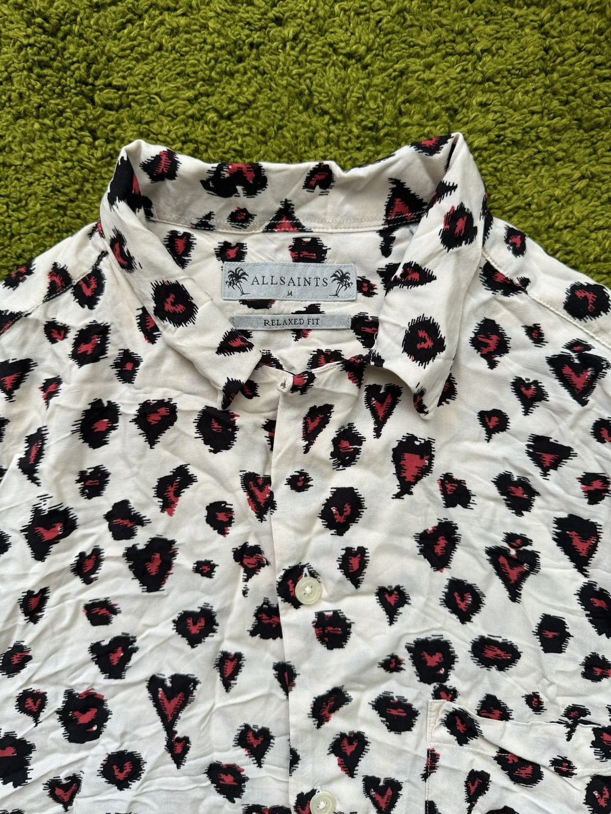 Allsaints × Designer AllSaints avant garde hearth pattern camp collar shirt Size US M / EU 48-50 / 2 - 3 Thumbnail
