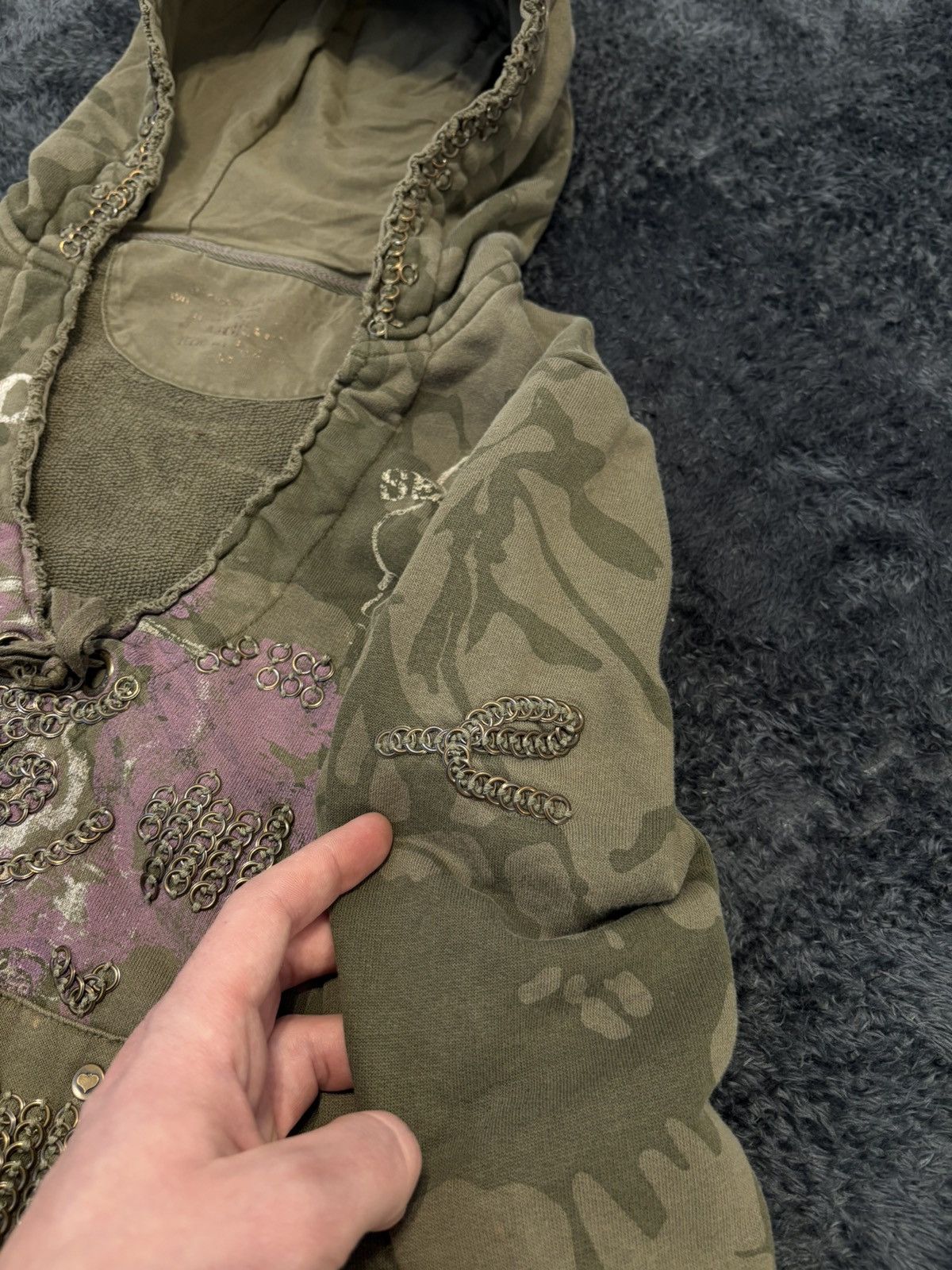 Hysteric Glamour × Undercover 00s Camo Studded Hysteric Glamour Vibe Y2K Style Hoodie Size L / US 10 / IT 46 - 3 Thumbnail