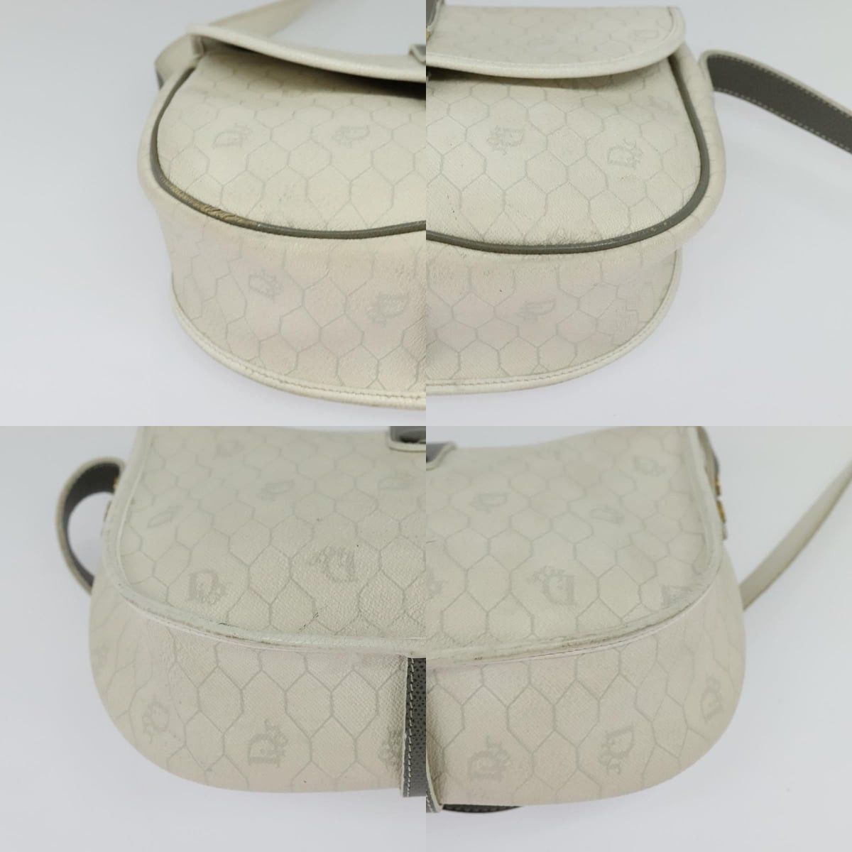Dior DIOR Honeycomb Canvas Shoulder Bag Pvc White Gold Size ONE SIZE - 10 Thumbnail