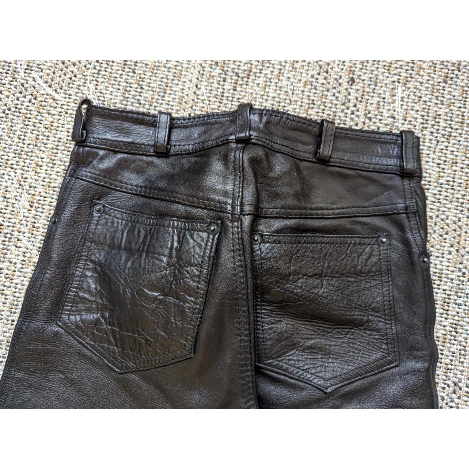 Vintage VINTAGE Motorcycle Pants Women 26x30 Black Leather Motorcycle Pants 26X30 Womens Vintage 1990s Slender Straight Rise High Leather Pants Size 26" / US 2 / IT 38 - 7 Thumbnail
