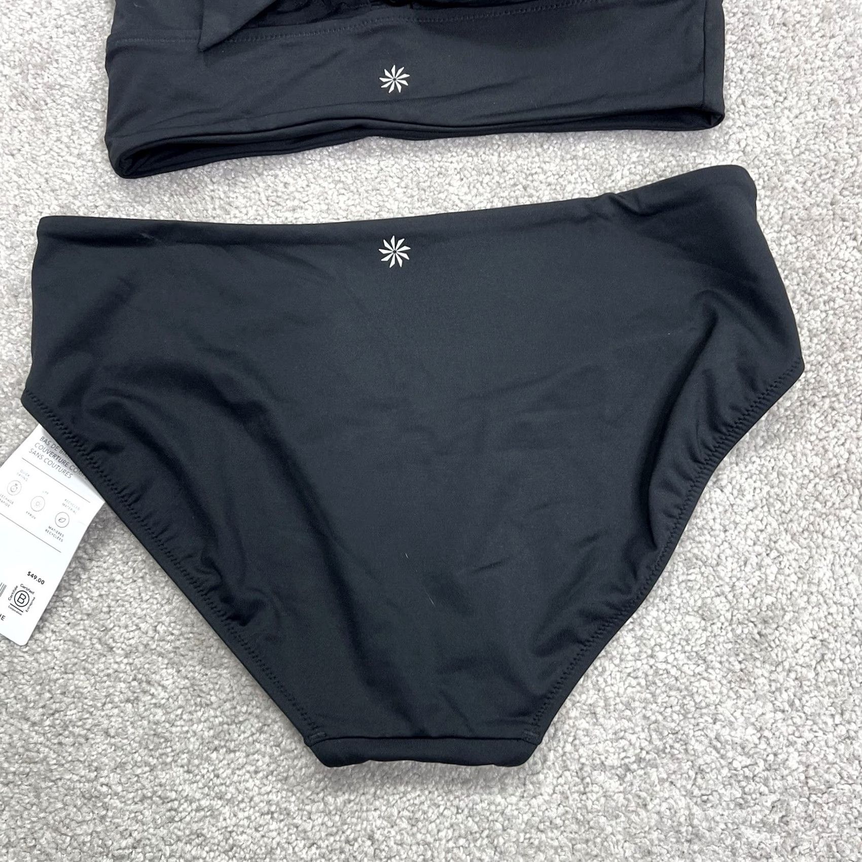 Athleta VINTAGE? No. Athleta Plunge Bikini Swimsuit Top Black D-DD Cup & Clean Full Bottom Black 2 Piece NWT Small/Medium Women XS-? Size S / US 4 / IT 40 - 6 Thumbnail