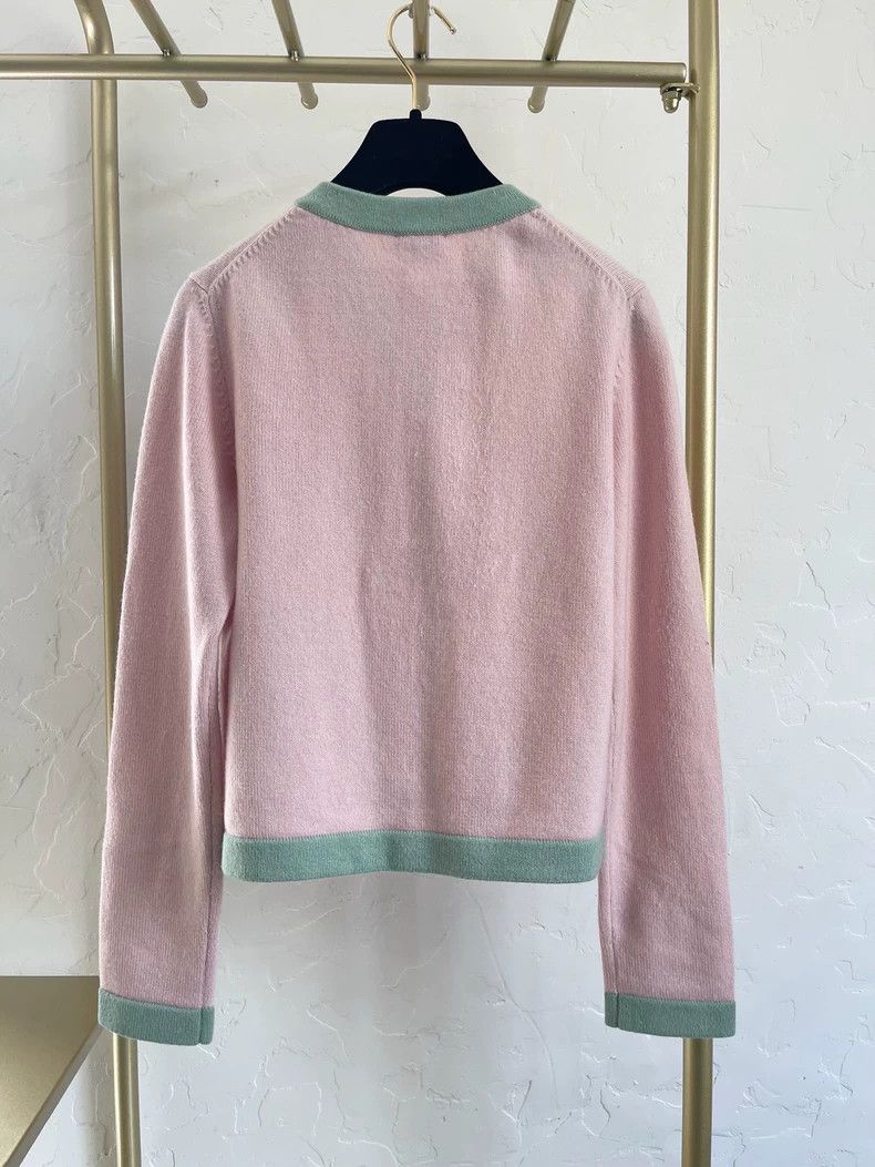 Chanel Chanel 24c pink green cashmere cardigan coat Size XXS / US 00 / IT 34 - 2 Thumbnail