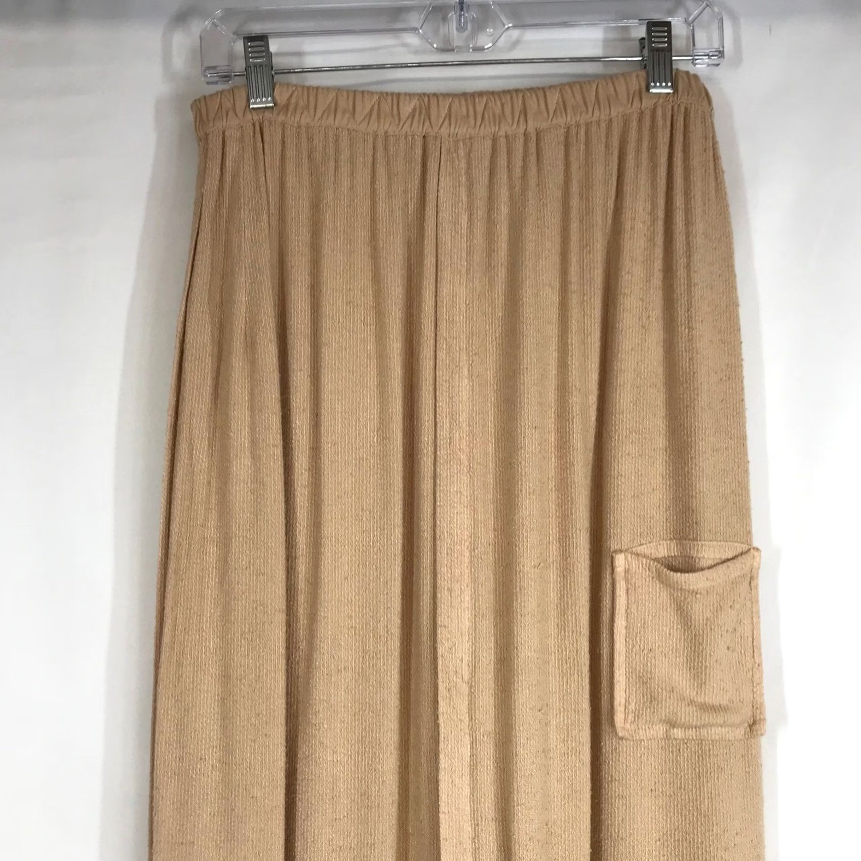 Vintage VINTAGE? No. Jules Pants Beige Knit Cargo Pockets Relaxed Wide-Leg Cotton Blend Pull On Women S-M Size? (Wait) Size 28" / US 6 / IT 42 - 2 Thumbnail