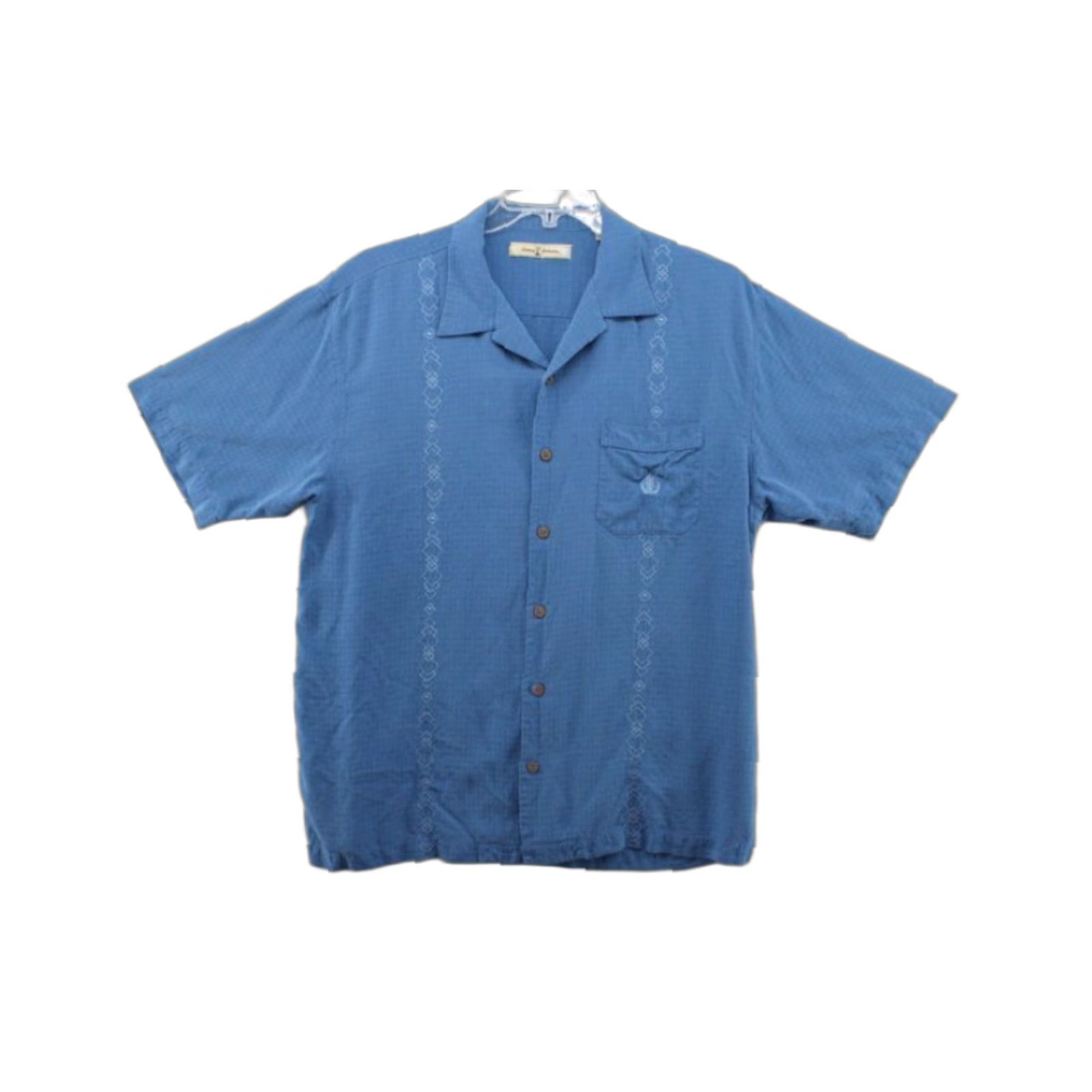 Tommy Bahama Tommy Bahama Shirt Men's Large Blue Retro Diamond Embroidery Textured Vacation Shirt Size US L / EU 52-54 / 3 - 1 Thumbnail