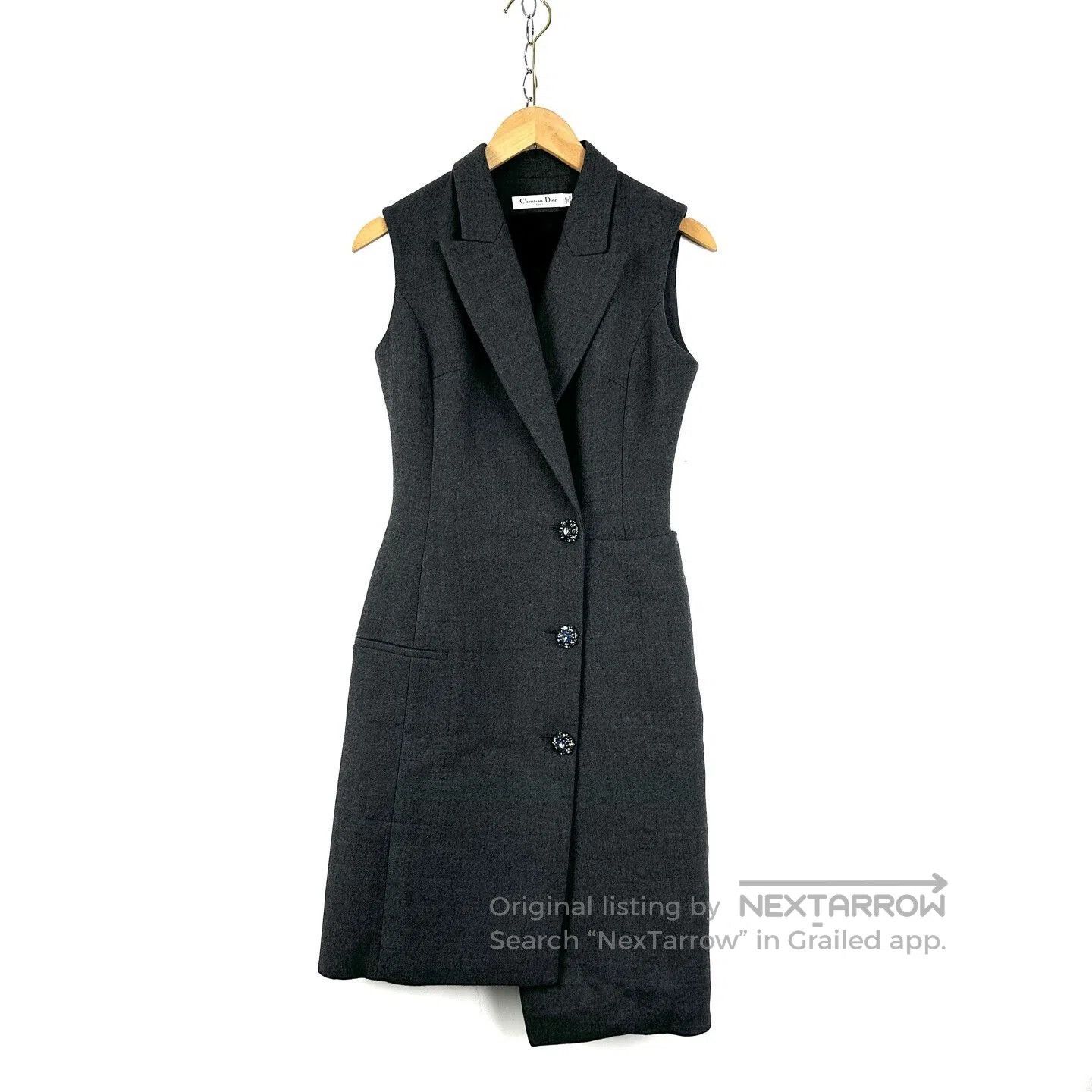 Dior Dior Gray Irregular Mid-Length Sleeveless Coat. Size M / US 6-8 / IT 42-44 - 1 Thumbnail