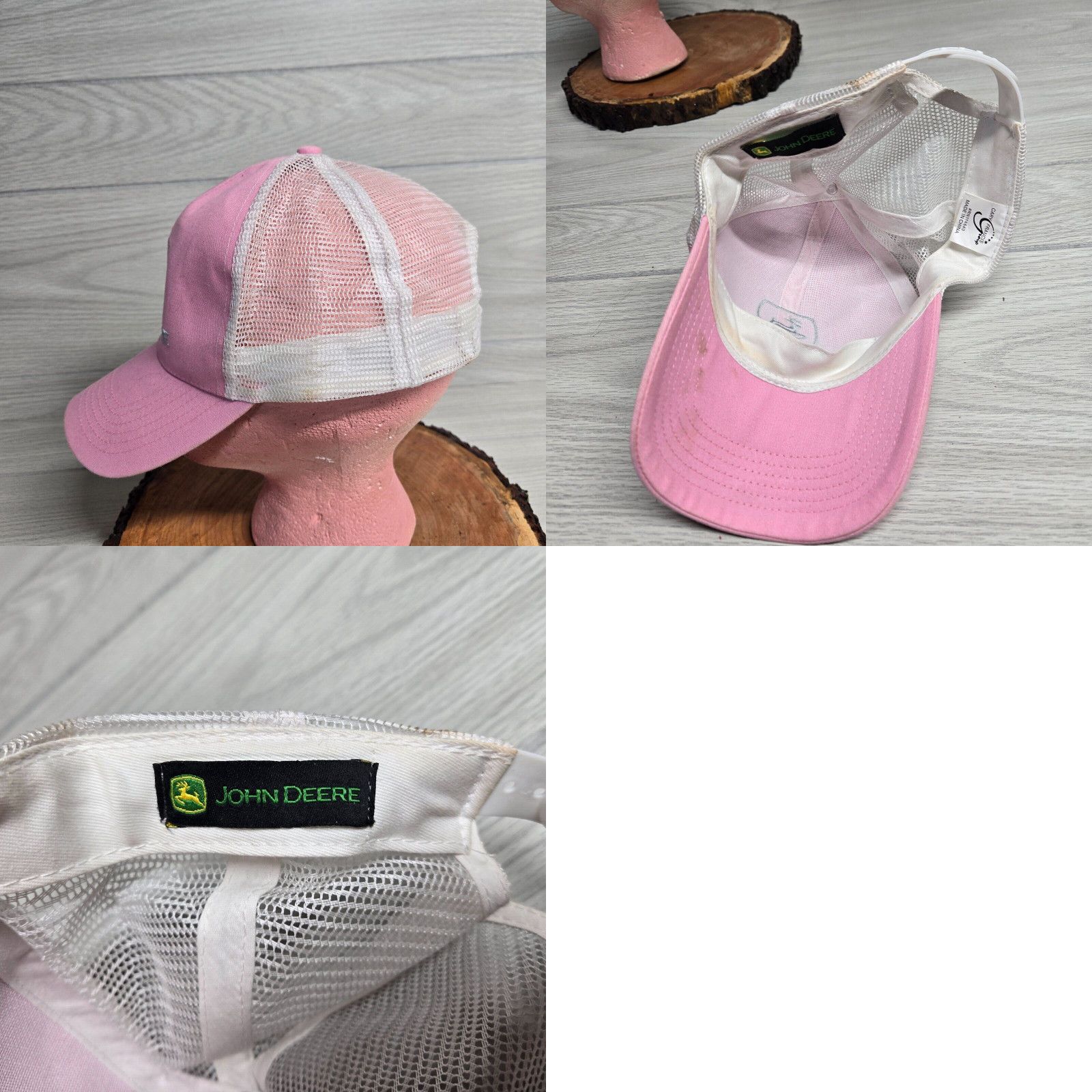 John Deere Pink White John Deere Advertisement Hat Cap Adjustable ...