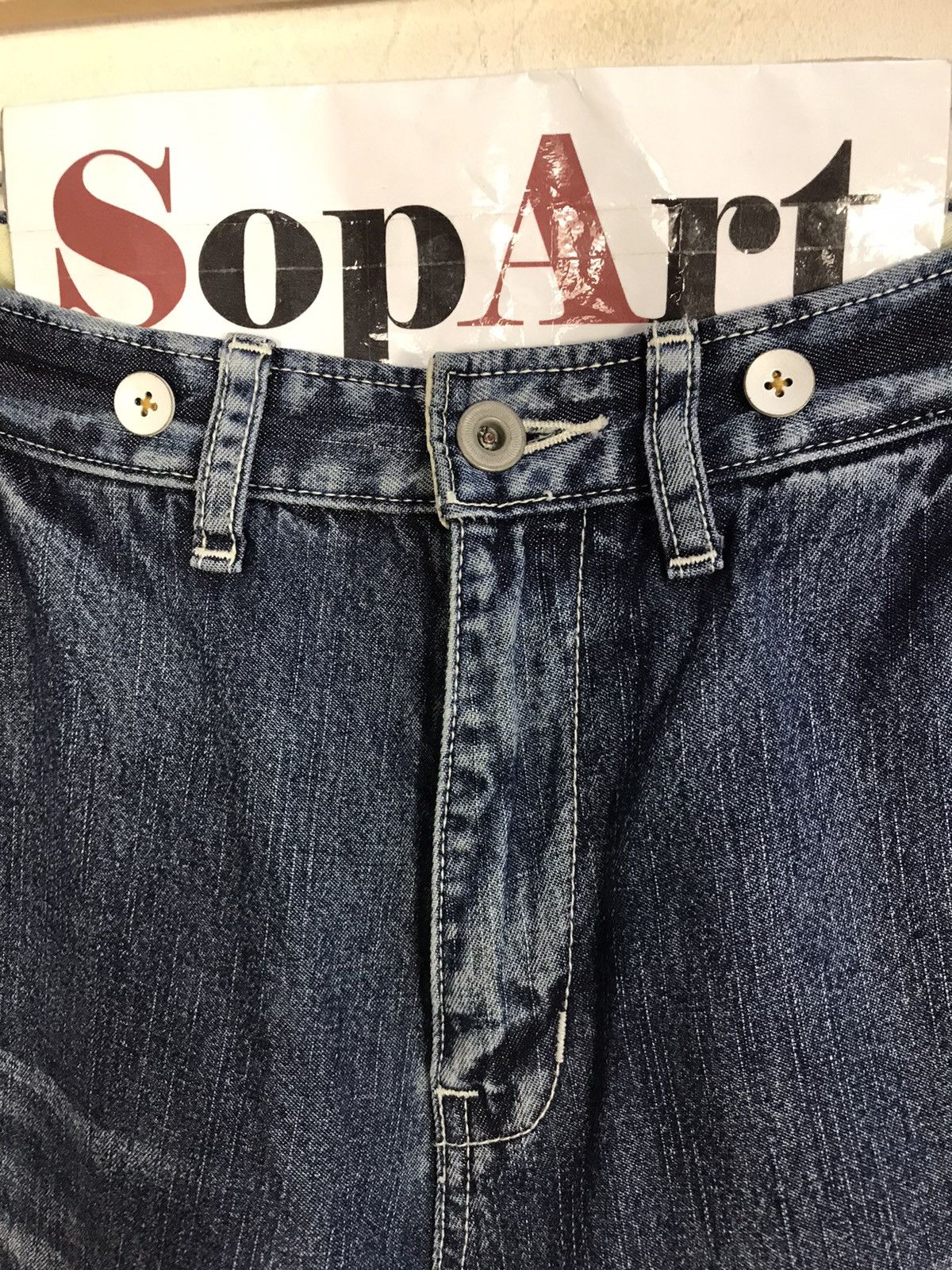 Japanese Brand × Vintage Vintage Cube sugar Buckle Back Distressed Denim Short Size US 30 / EU 46 - 9 Thumbnail