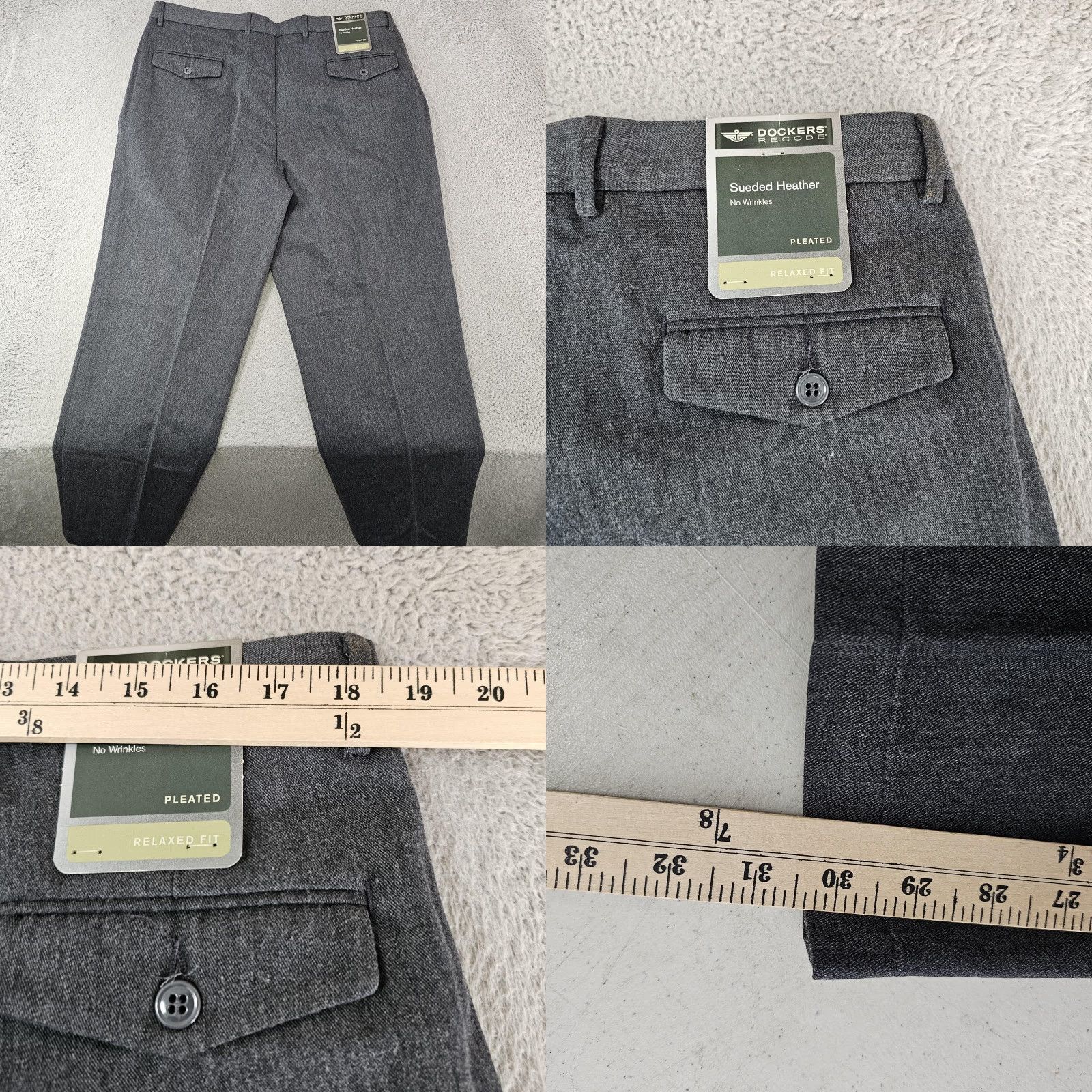 Dockers Dockers Pants Mens 38x30 Gray Sueded Heather Pleated Relaxed Fit Size US 38 / EU 54 - 8 Thumbnail