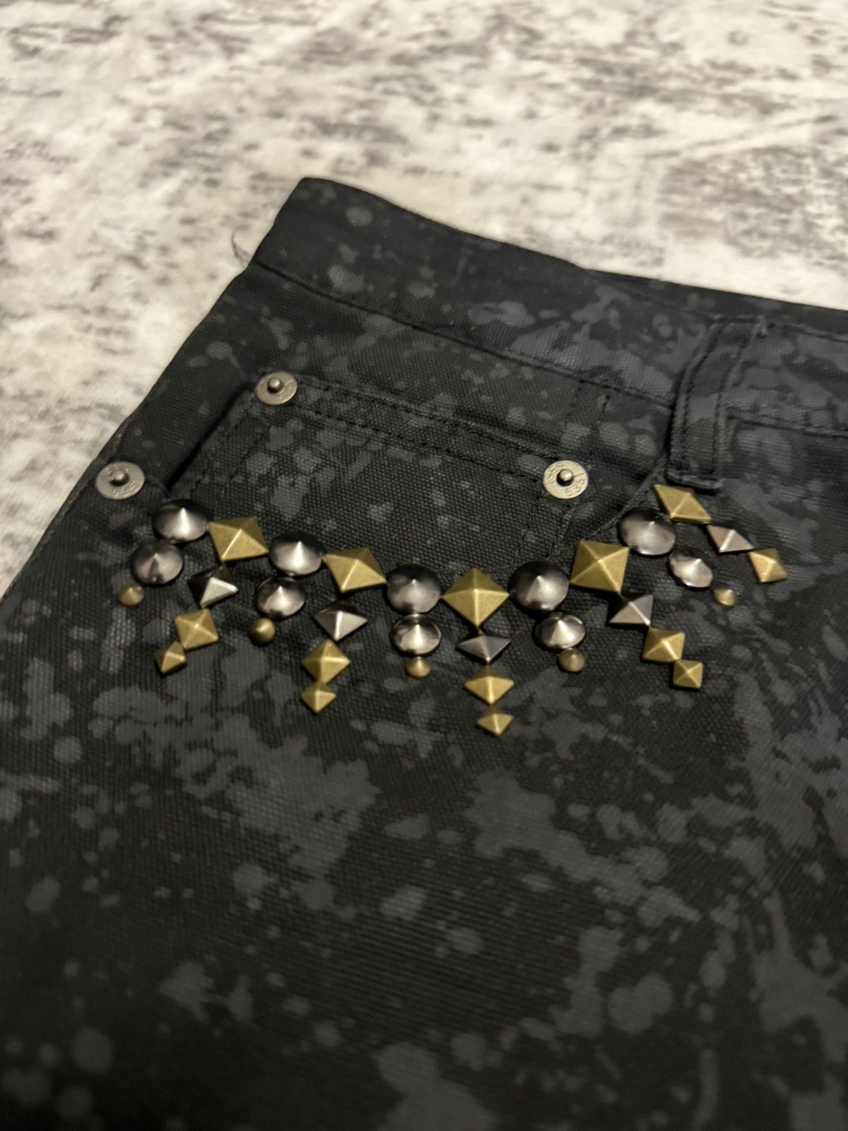 If Six Was Nine 5351 Pour les Homme Artisanal Studs Blackout Splatter Pants Size US 30 / EU 46 - 4 Thumbnail