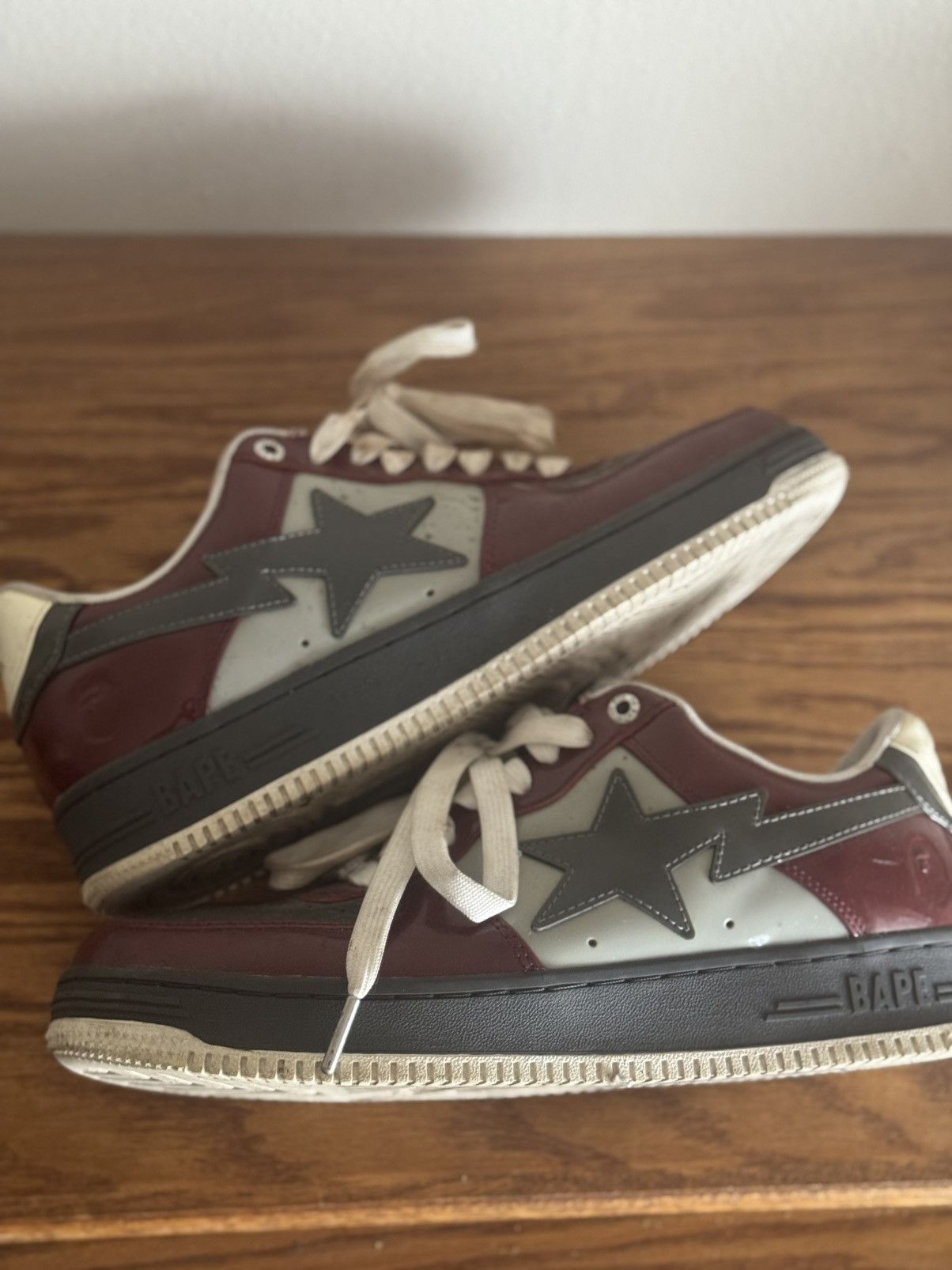 Bape Bape Sta Nostalgic Burgundy Grey Size US 9.5 / EU 42-43 - 3 Thumbnail