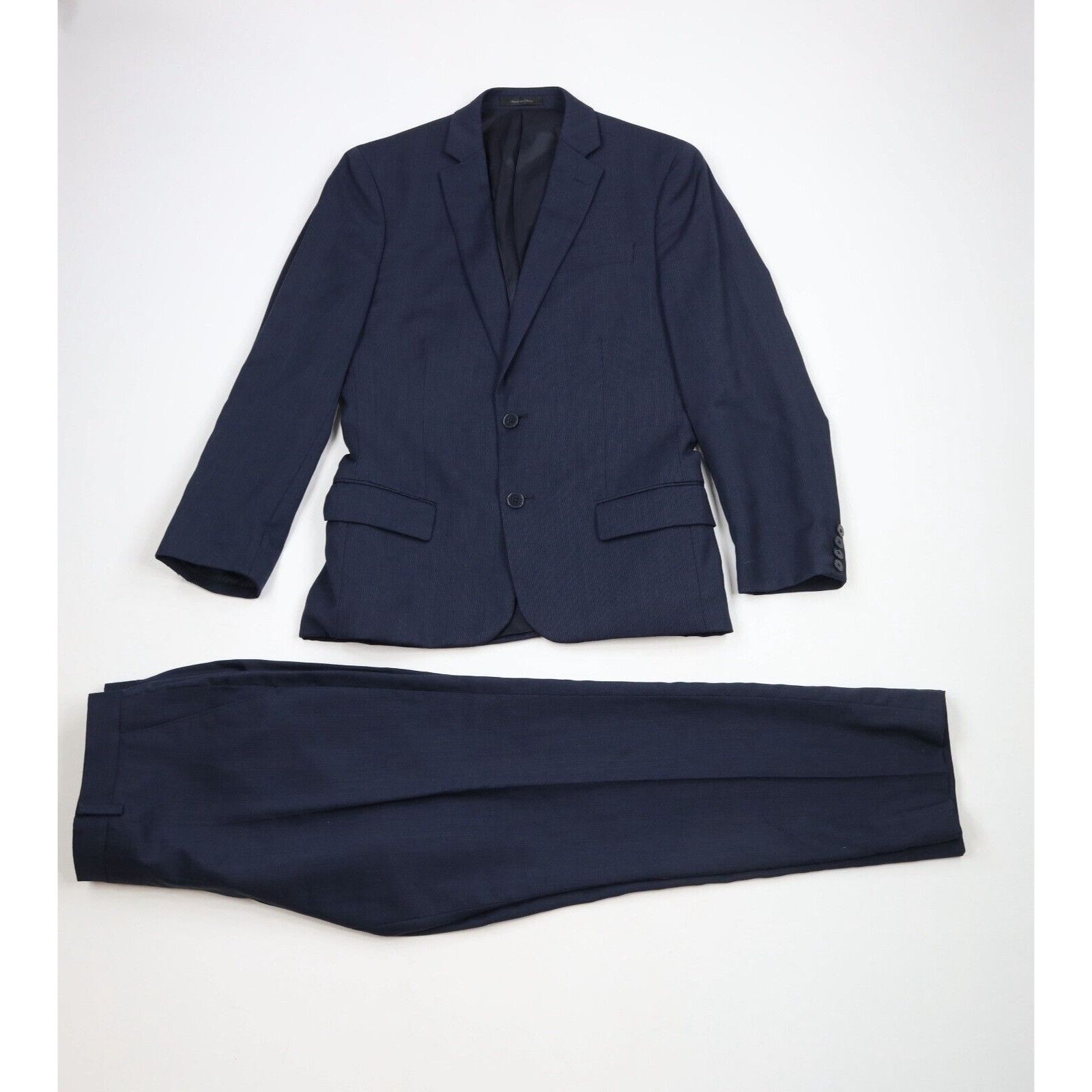 Calvin Klein Calvin Klein Wool Striped 2 Piece Suit Wedding Dark Blue Size 38R - 1 Thumbnail