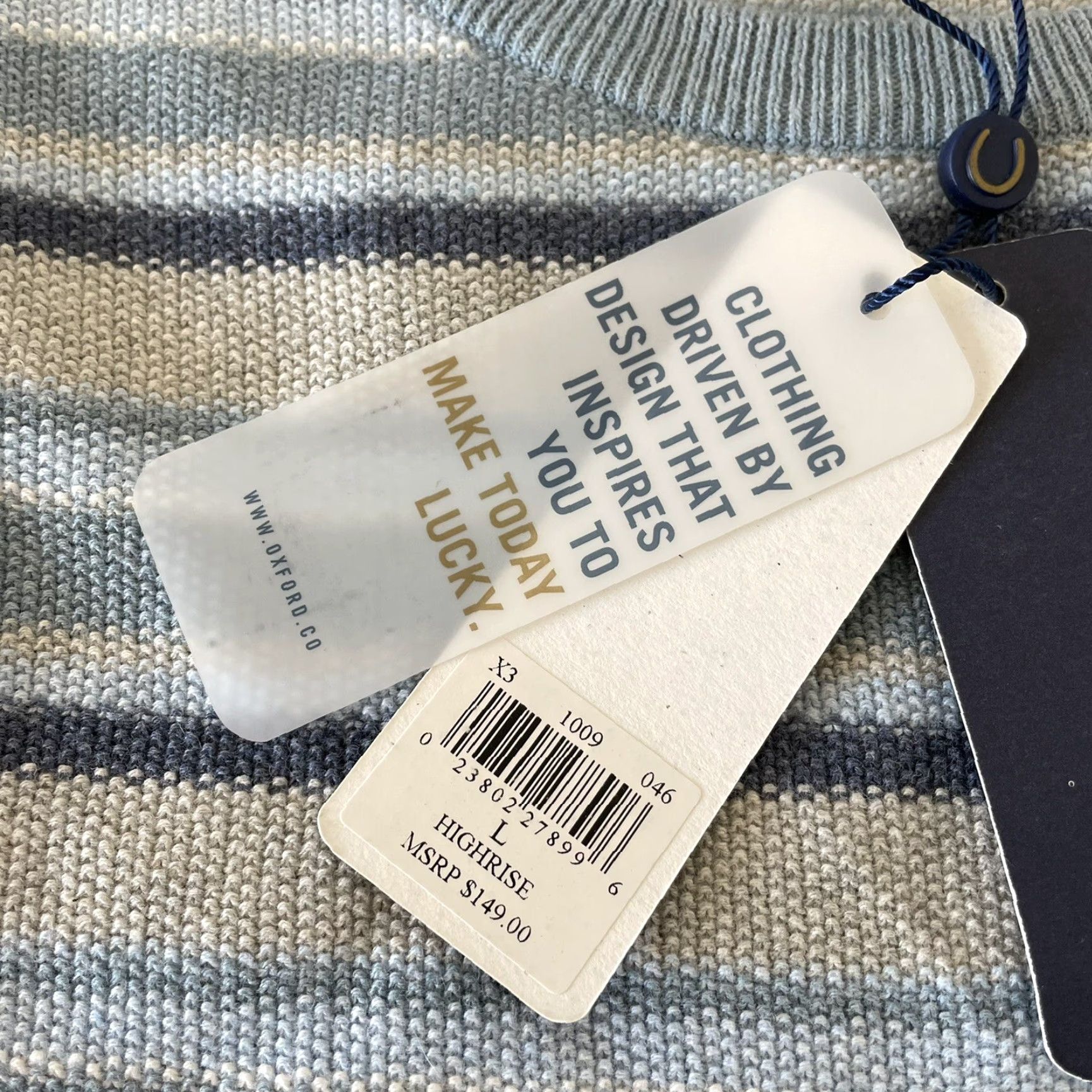 Vintage Oxford Striped Pullover Sweater Men's L Blue Cotton - Oxford Brand, Striped Pullover, Country Club Theme Size US L / EU 52-54 / 3 - 4 Thumbnail