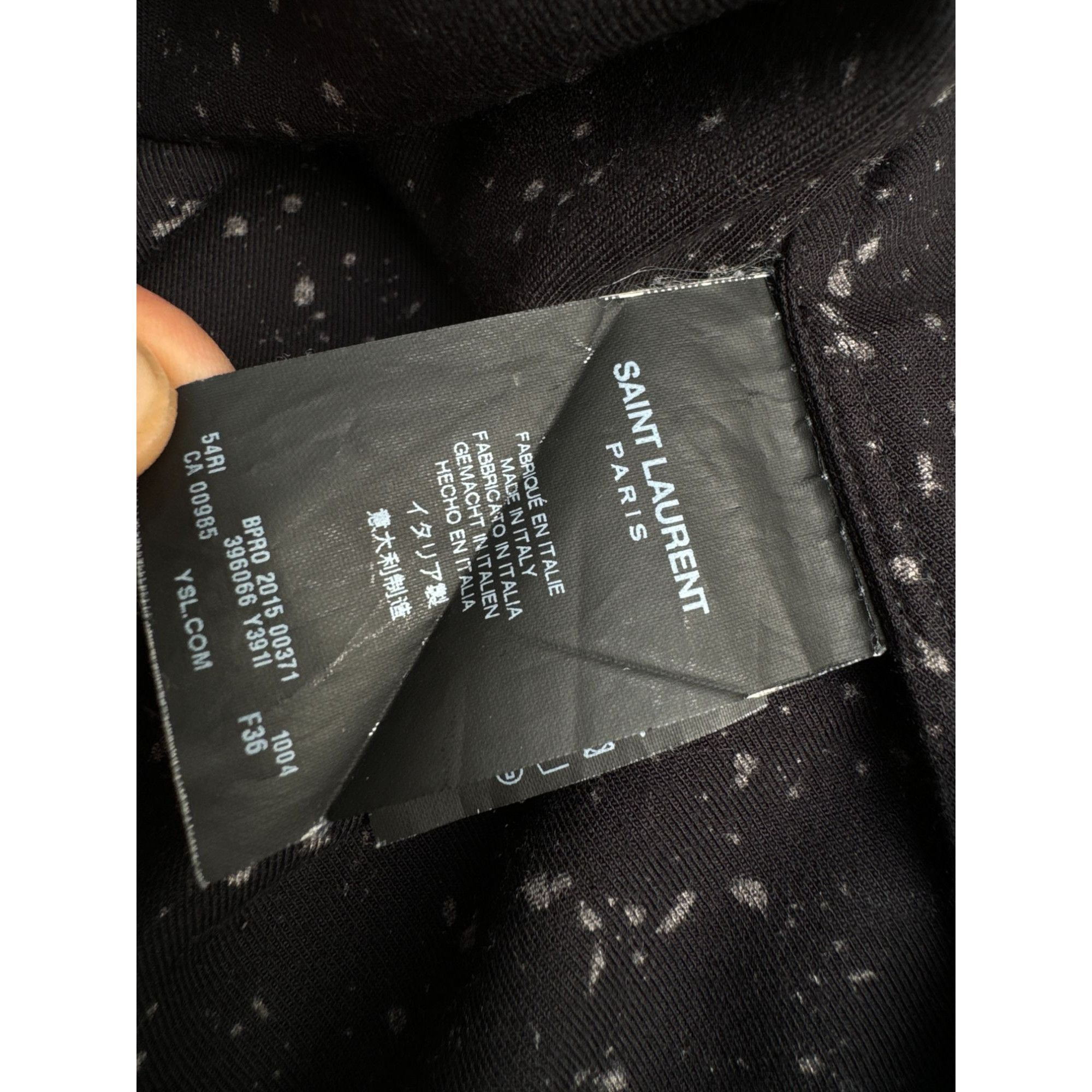 Saint Laurent Paris Hedi Slimane 2015 Black Splattered Shirt Size S / US 4 / IT 40 - 7 Thumbnail