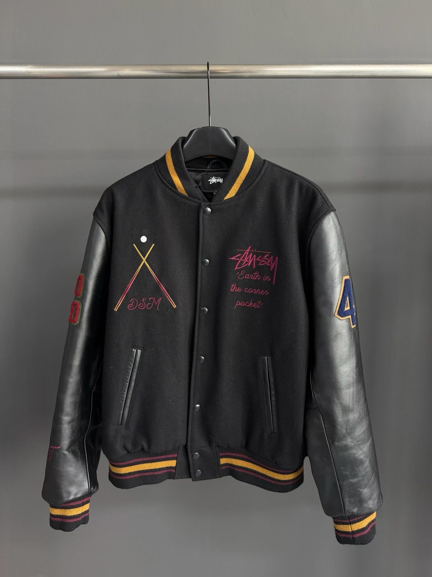 Stussy Stussy S Talk Melton Varsity Jacket Black | Grailed