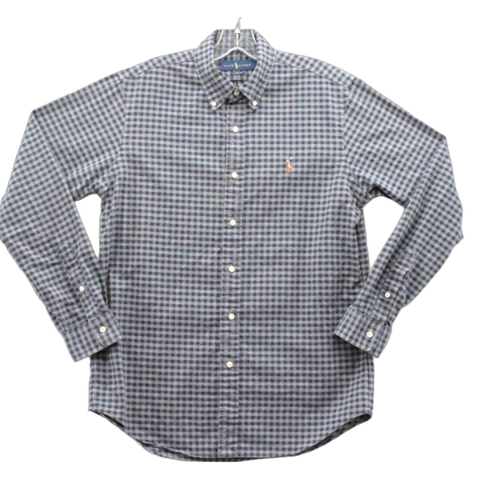 Polo Ralph Lauren Ralph Lauren Shirt Men's Medium Blue Gray Gingham Plaid Classic Fit Long Sleeve Shirt Size US M / EU 48-50 / 2 - 1 Thumbnail