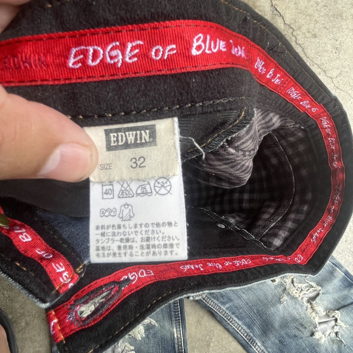 Edwin 🔥Vintage Edwin Edge Of Blue Stoned Washed Distress Jeans Size US 34 / EU 50 - 15 Thumbnail
