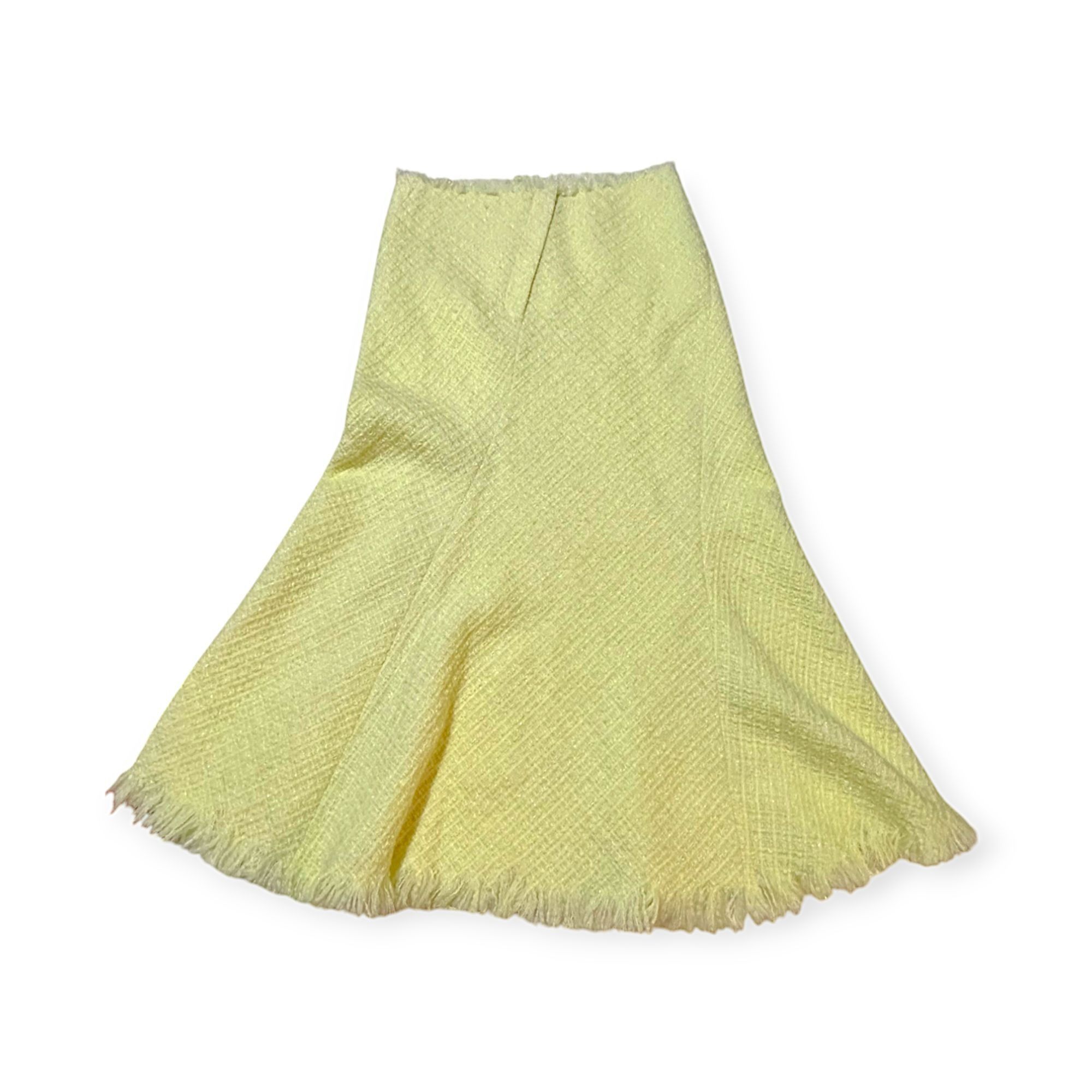 Alexander Wang Alexander Wang Yellow Frayed Tweed Midi Skirt, Size S Size 27" / US 4 / IT 40 - 5 Thumbnail