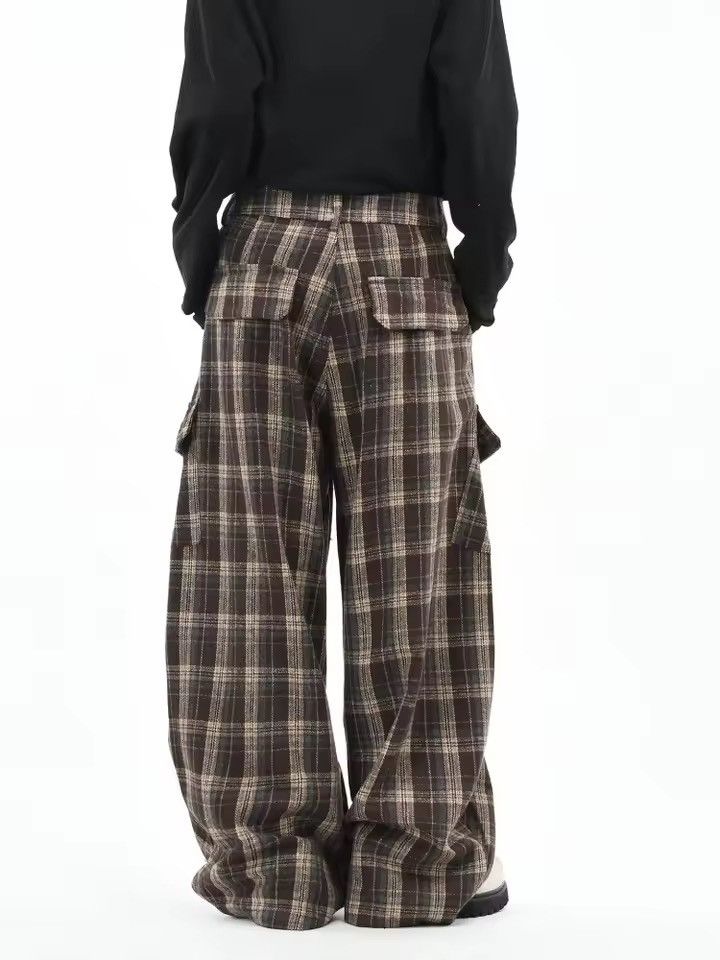 Japanese Brand Brown Striped Baggy Suit Cargo Pants Size US 34 / EU 50 - 1 Thumbnail