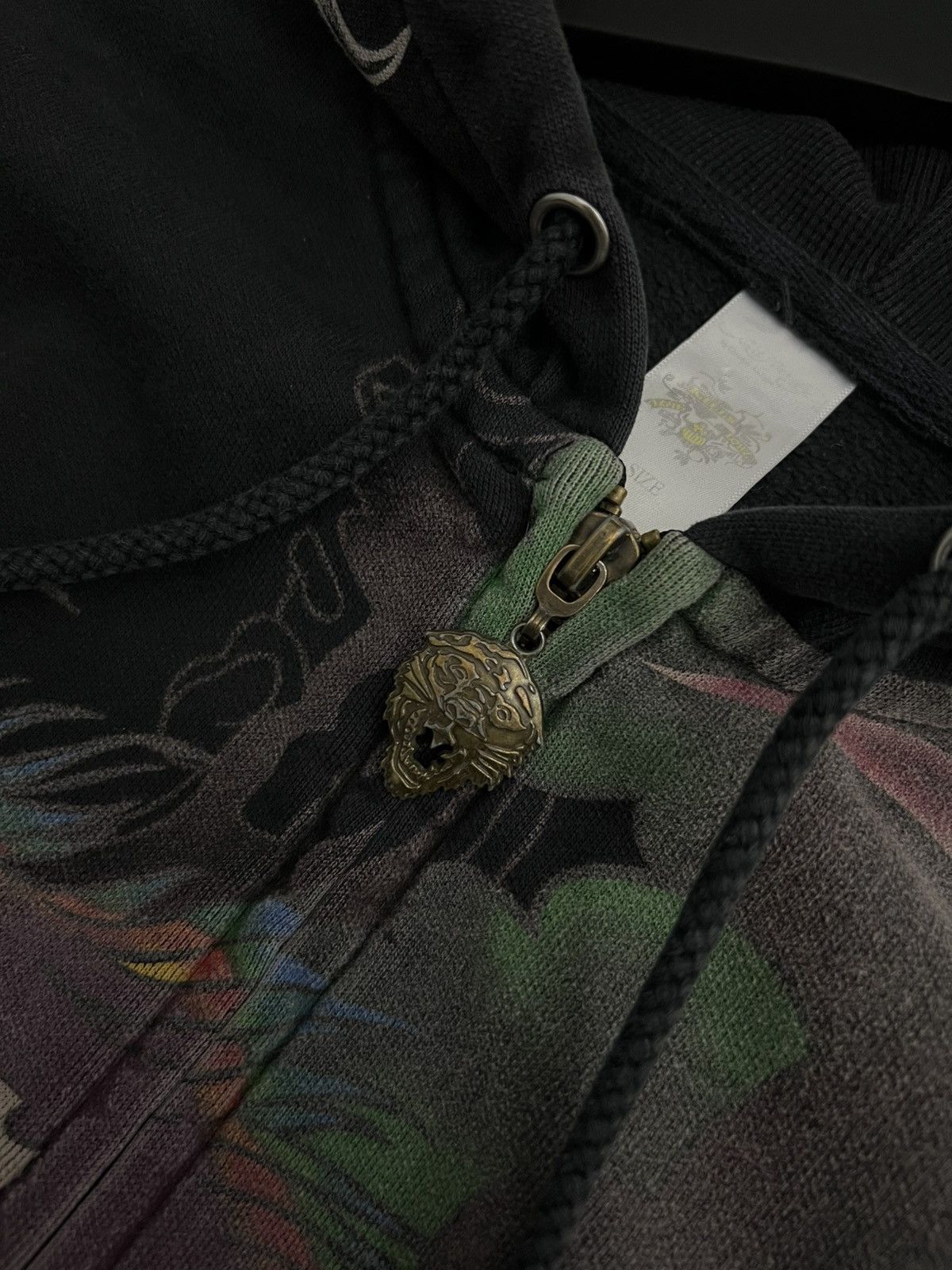 Ed Hardy Women’s Vintage Ed Hardy Rhinestone Faded Black Hoodie S Size S / US 4 / IT 40 - 9 Thumbnail